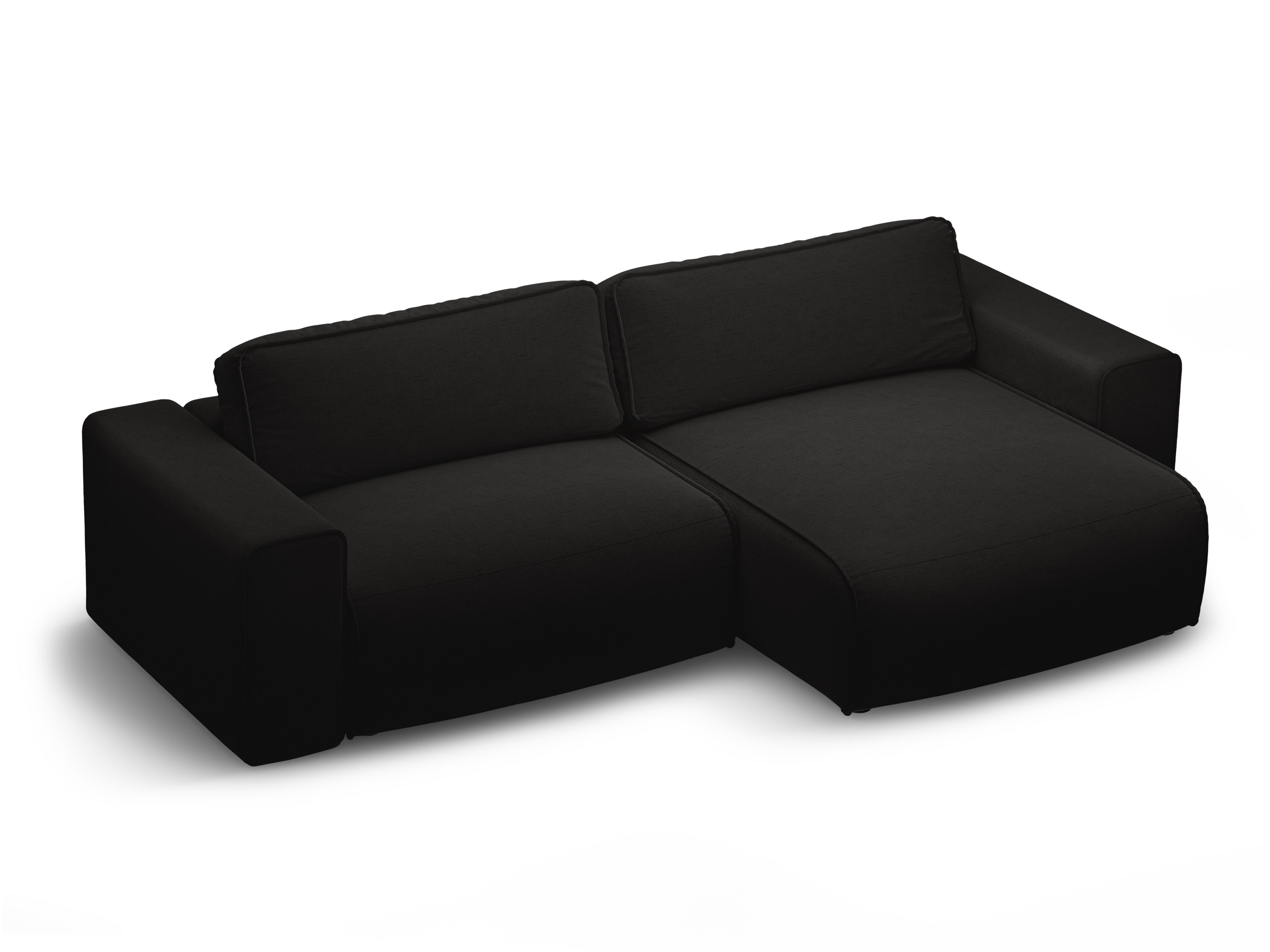 Rechtsseitiges 3-Sitzer-Sofa mit Schlaffunktion VICTOR in schwarzem Chenille