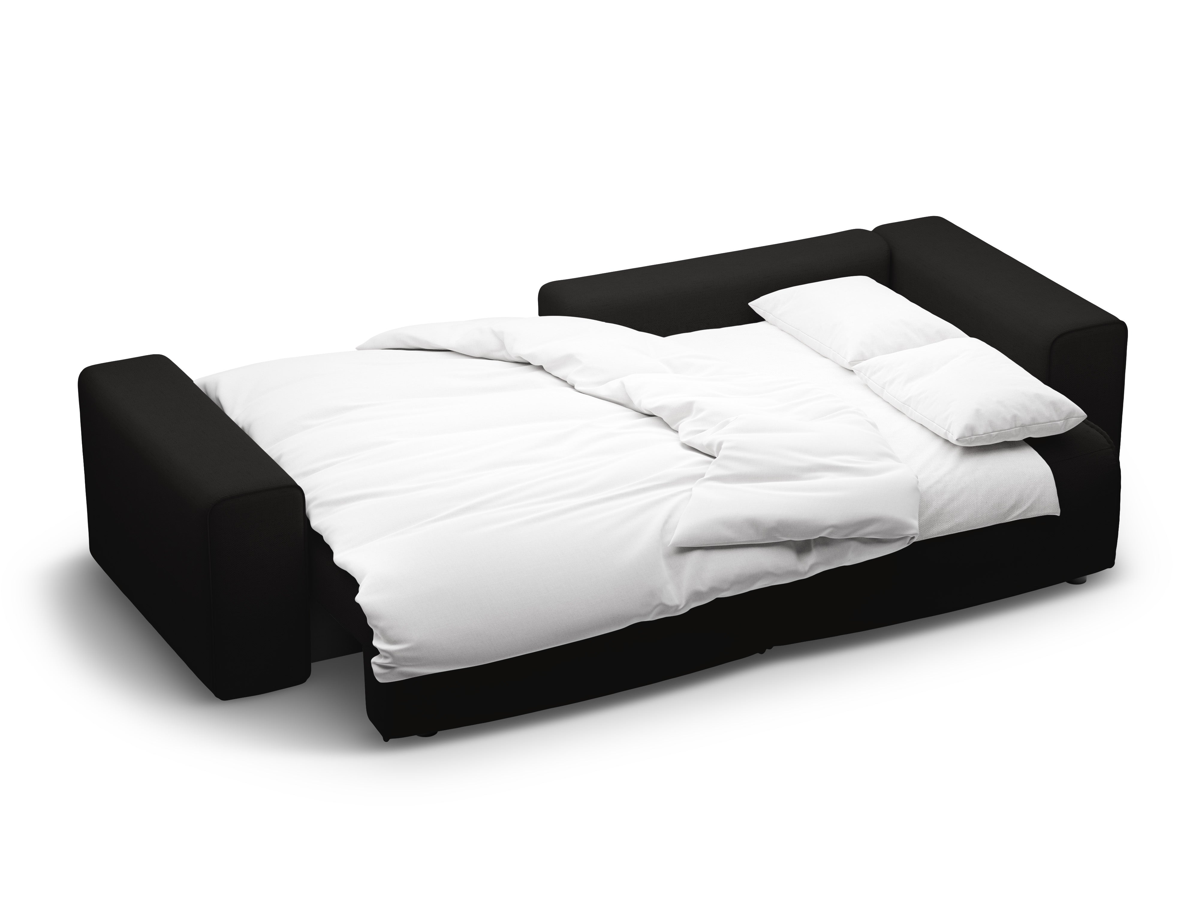 Rechtsseitiges 3-Sitzer-Sofa mit Schlaffunktion VICTOR in schwarzem Chenille