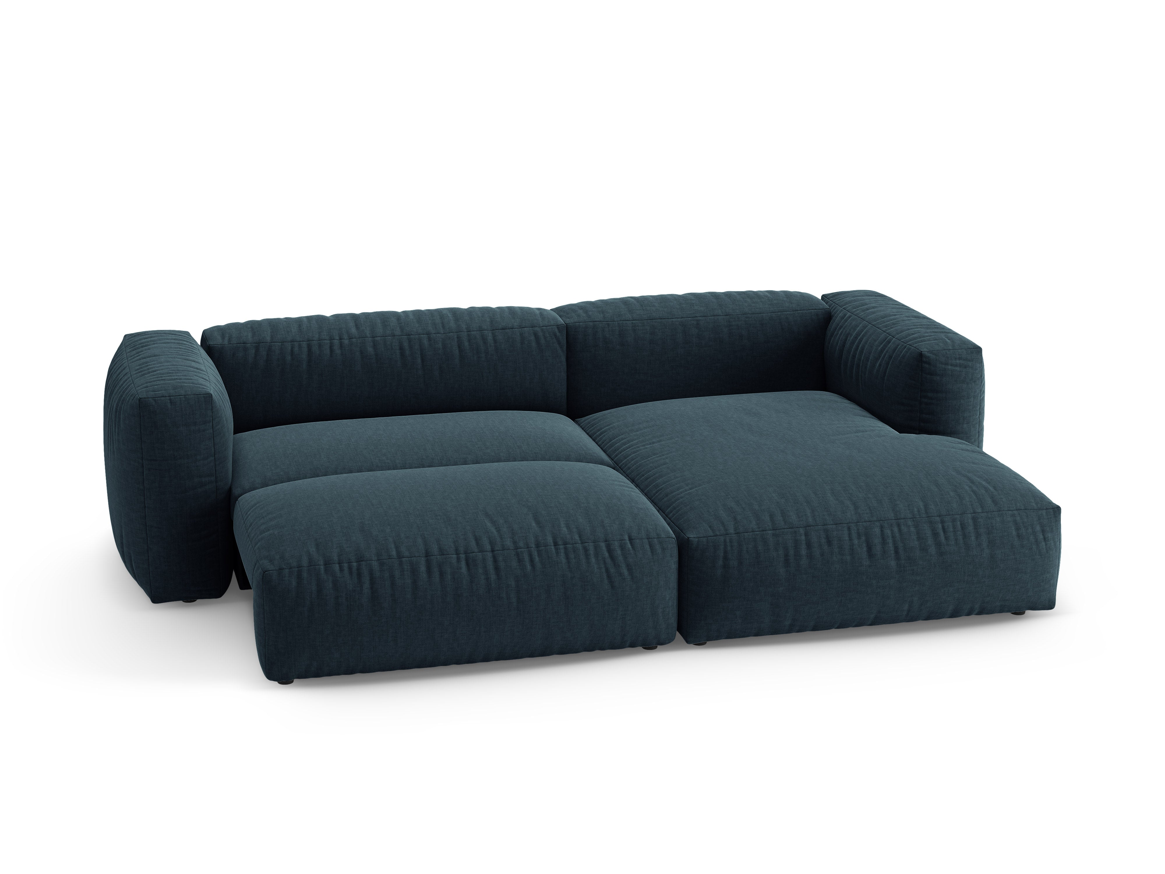 Right-facing corner sofa bed MARTINA in denim blue