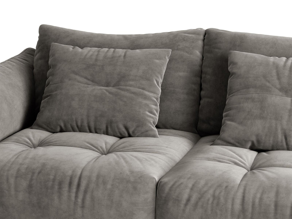 Narożnik aksamitny prawostronny z funkcją spania BLOOM szary – ujęcie 7