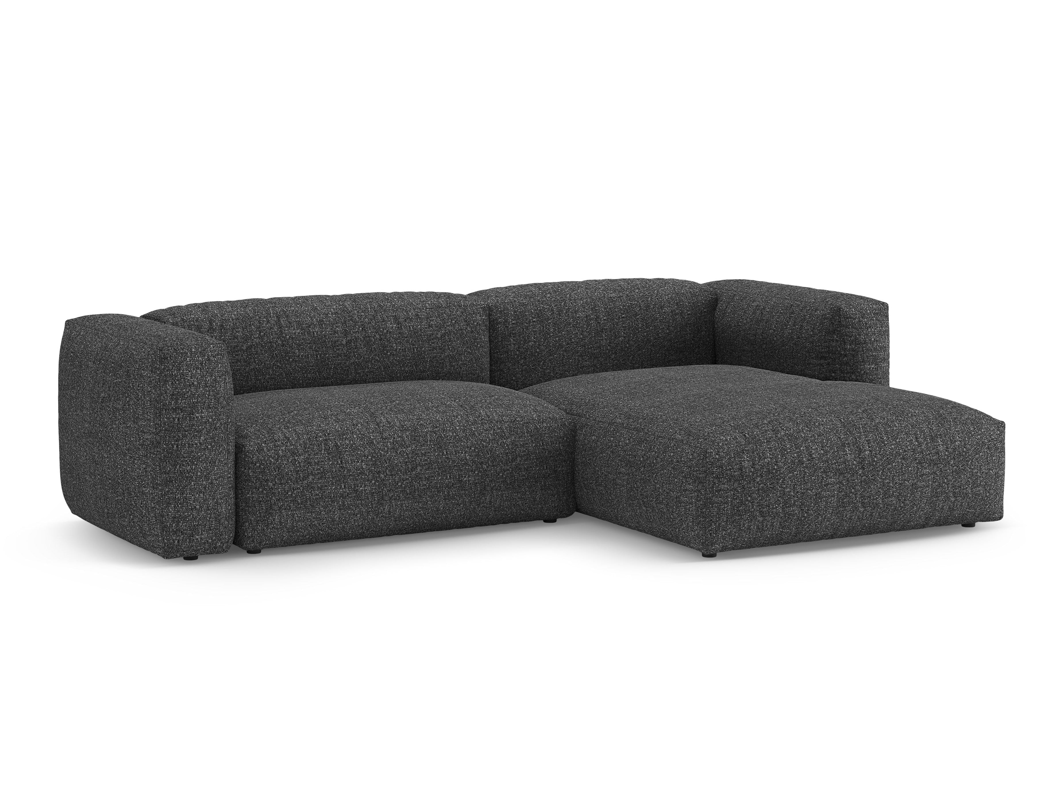 Right-facing corner sofa bed MARTINA in anthracite boucle