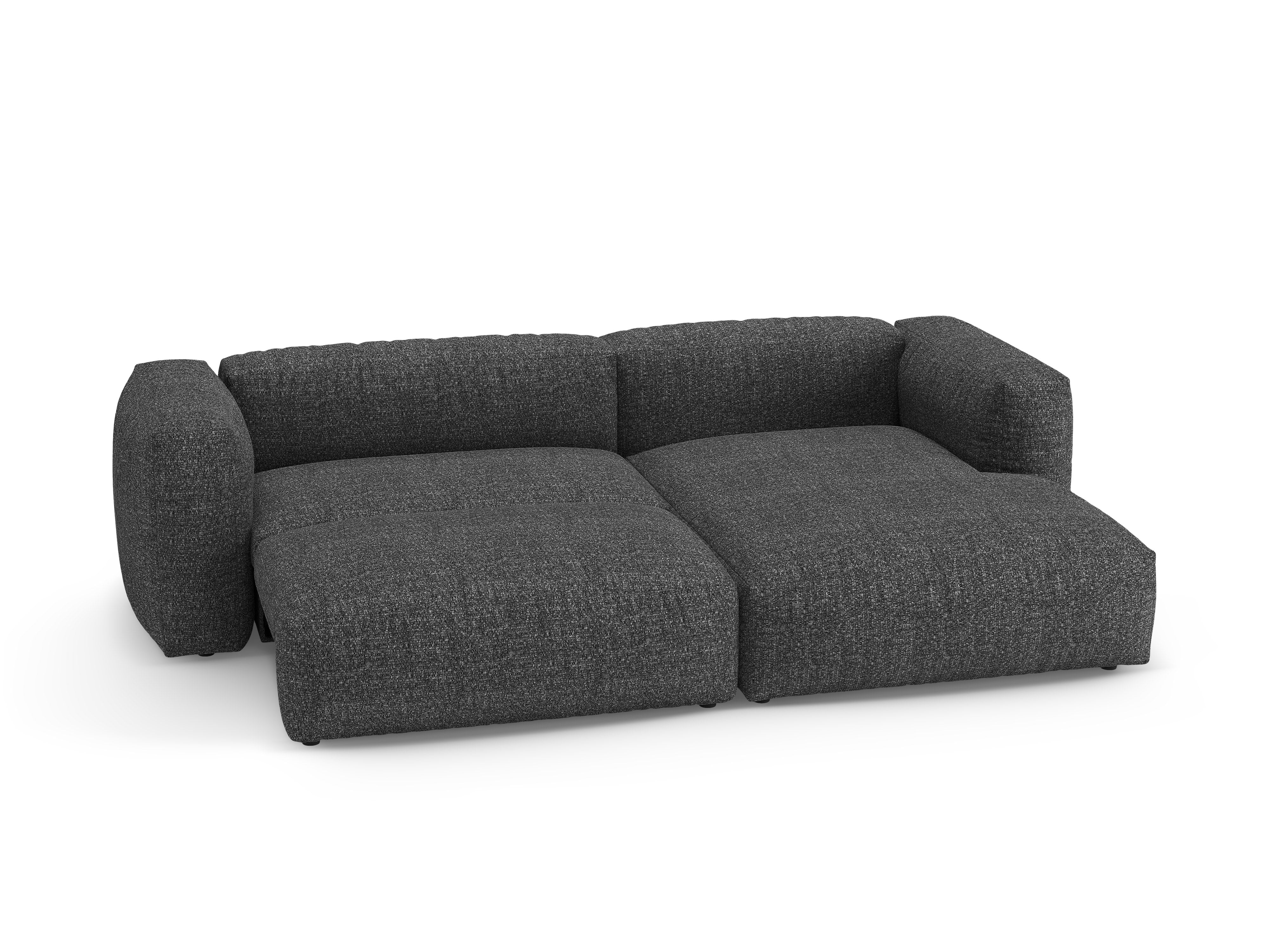 Right-facing corner sofa bed MARTINA in anthracite boucle