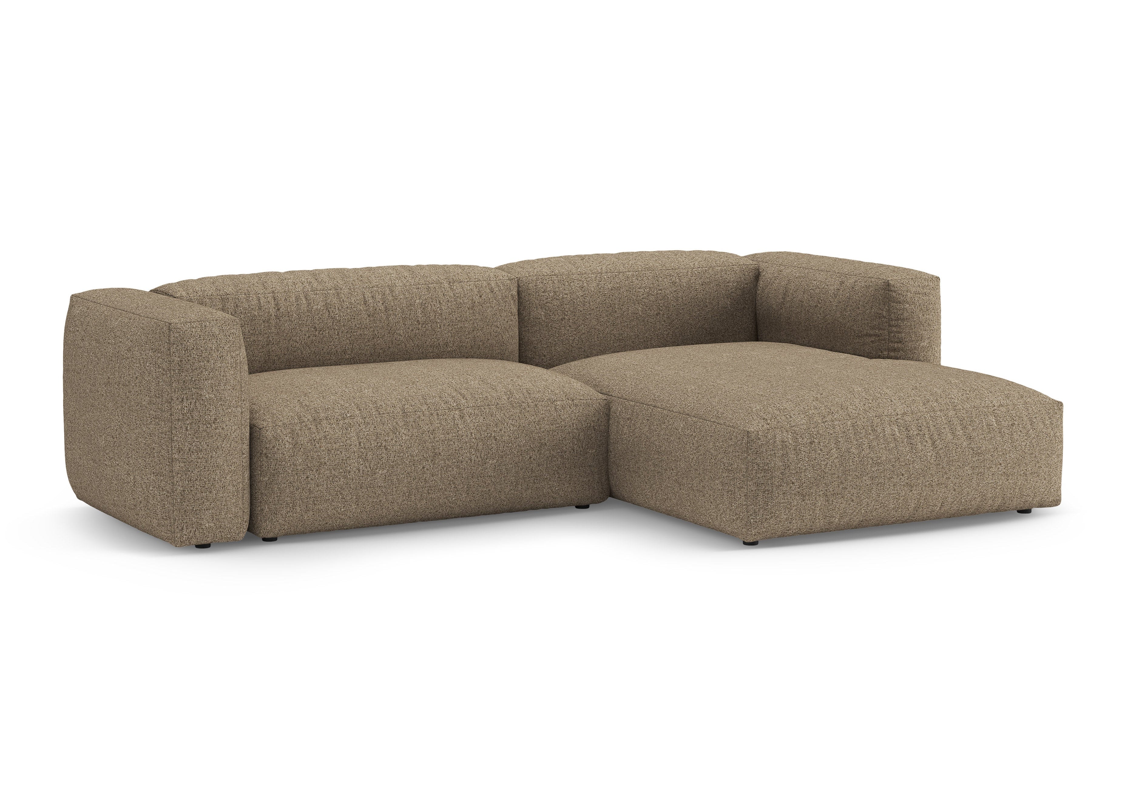 Right-facing corner sofa bed MARTINA cappuccino boucle