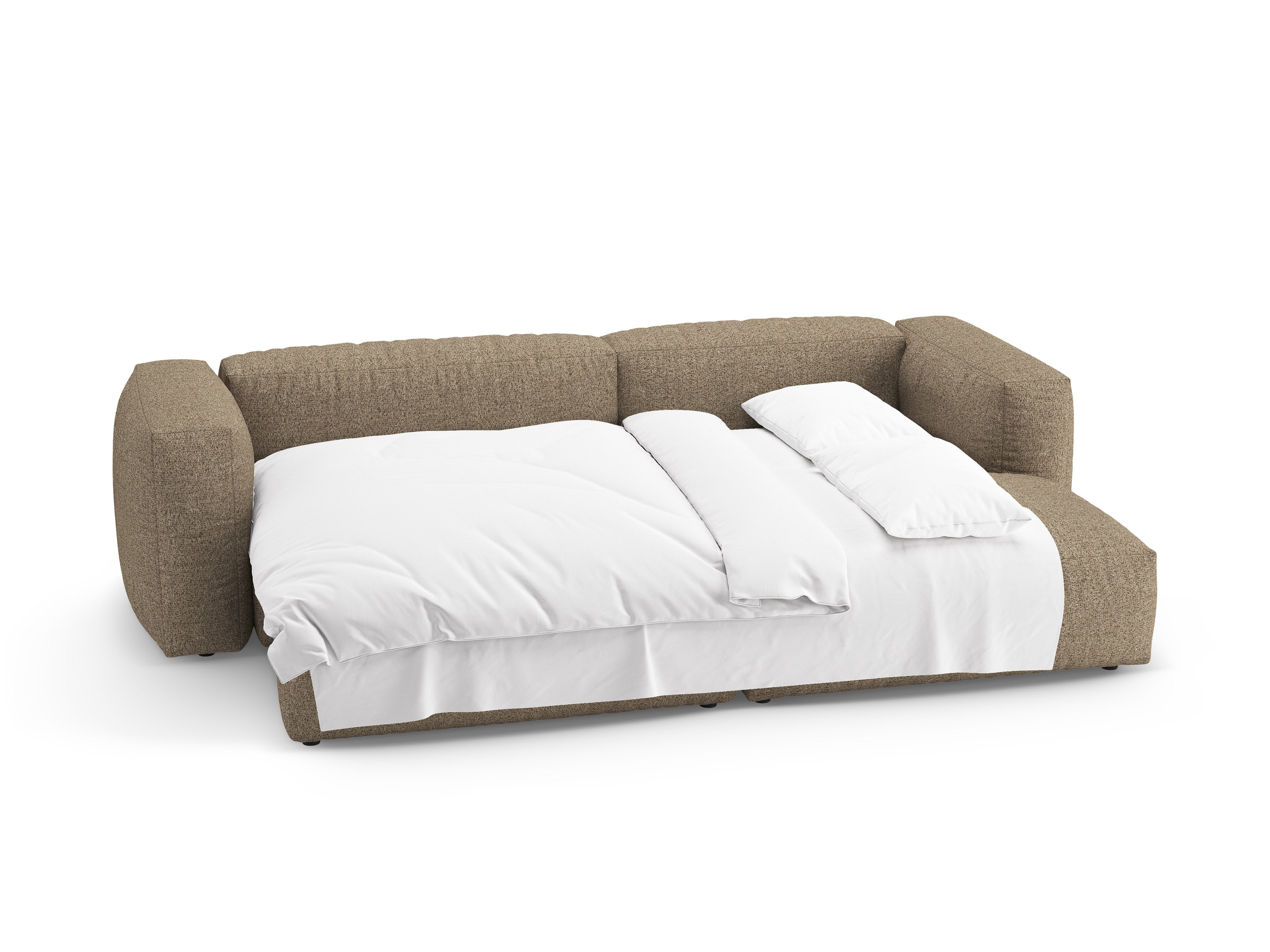 Right-facing corner sofa bed MARTINA cappuccino boucle
