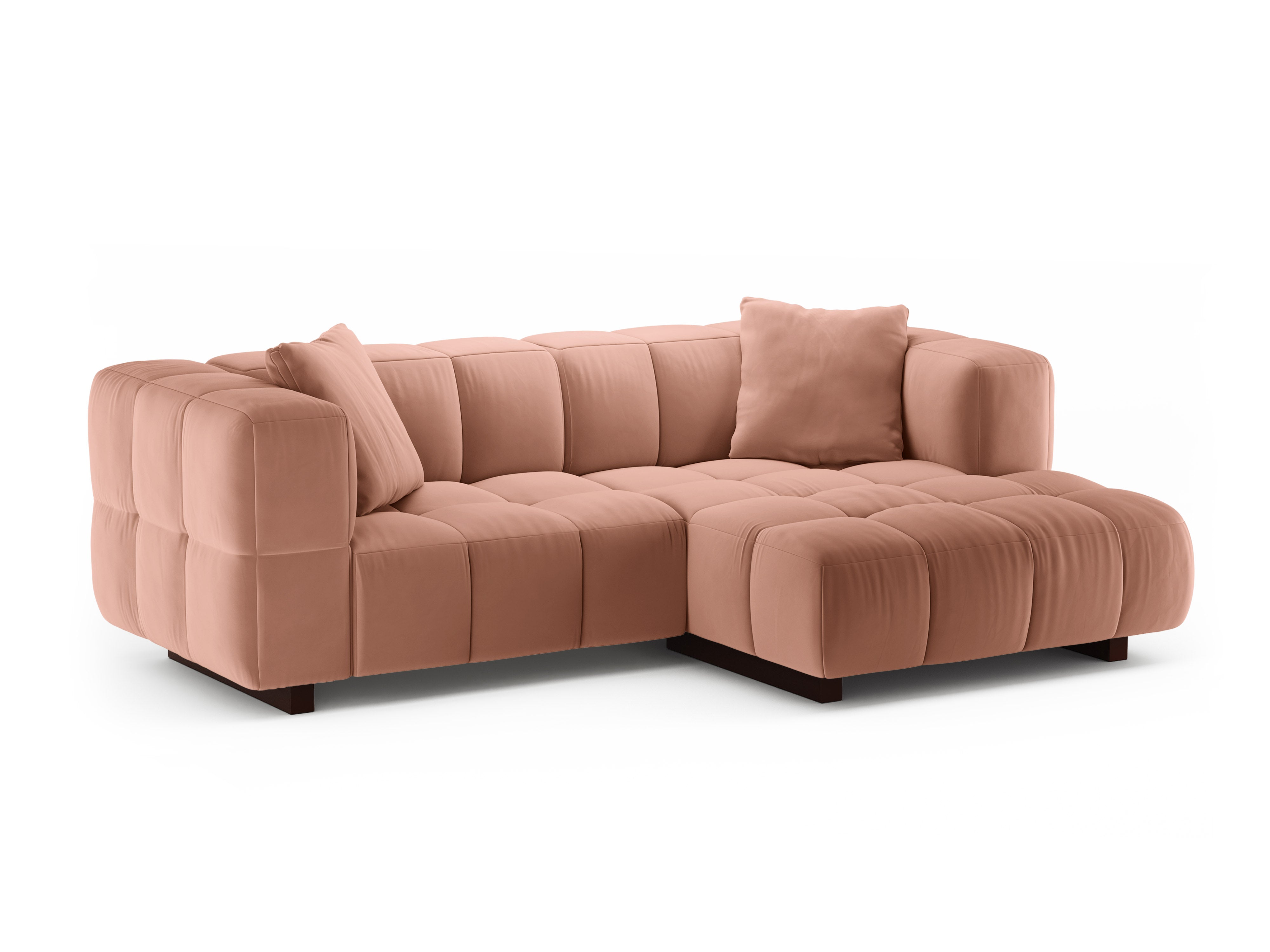Samt-Ecksofa rechts mit Schlaffunktion PUMA rosa
