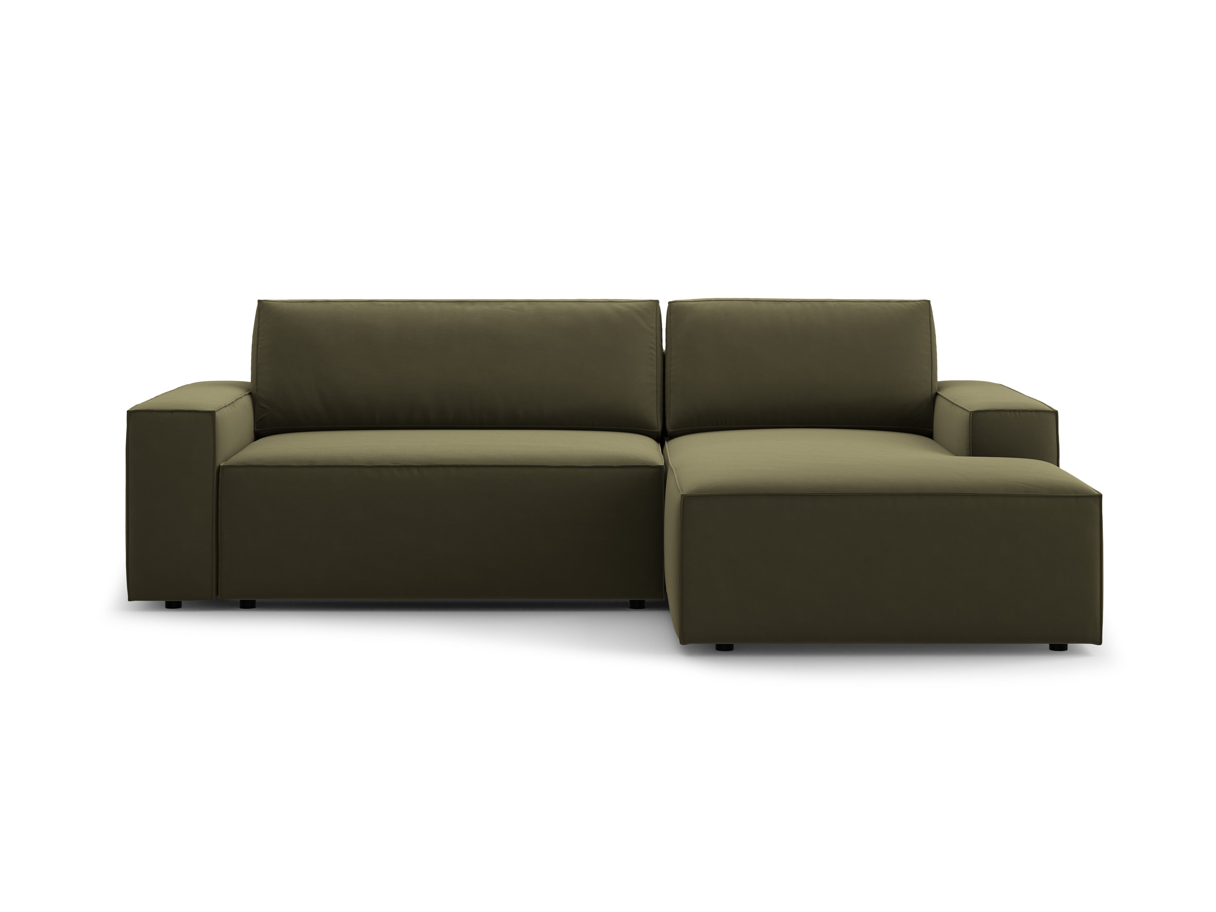 Right-facing velvet corner sofa bed JODIE green
