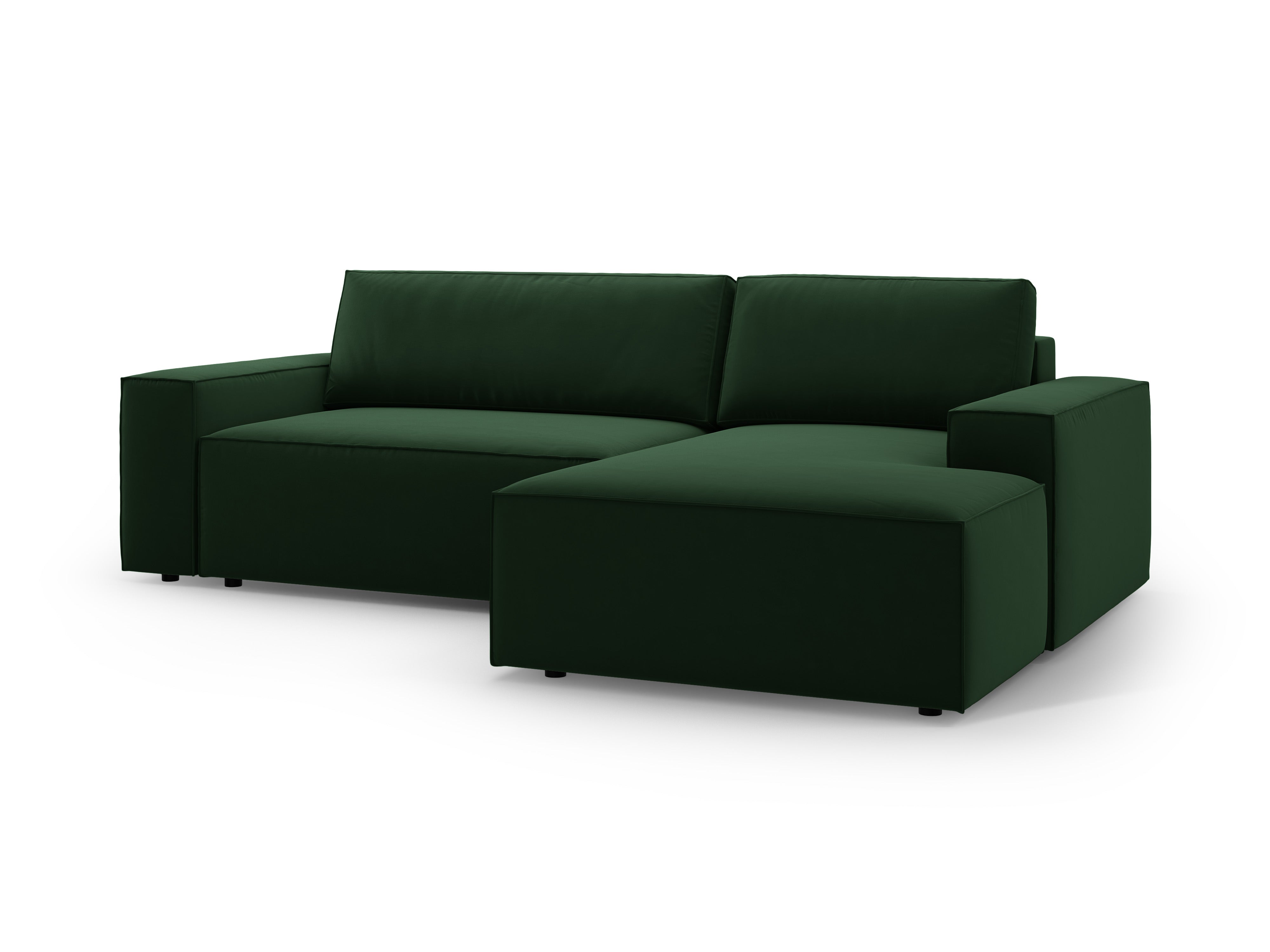 Samt-Ecksofa rechts mit Schlaffunktion JODIE in Flaschengrün