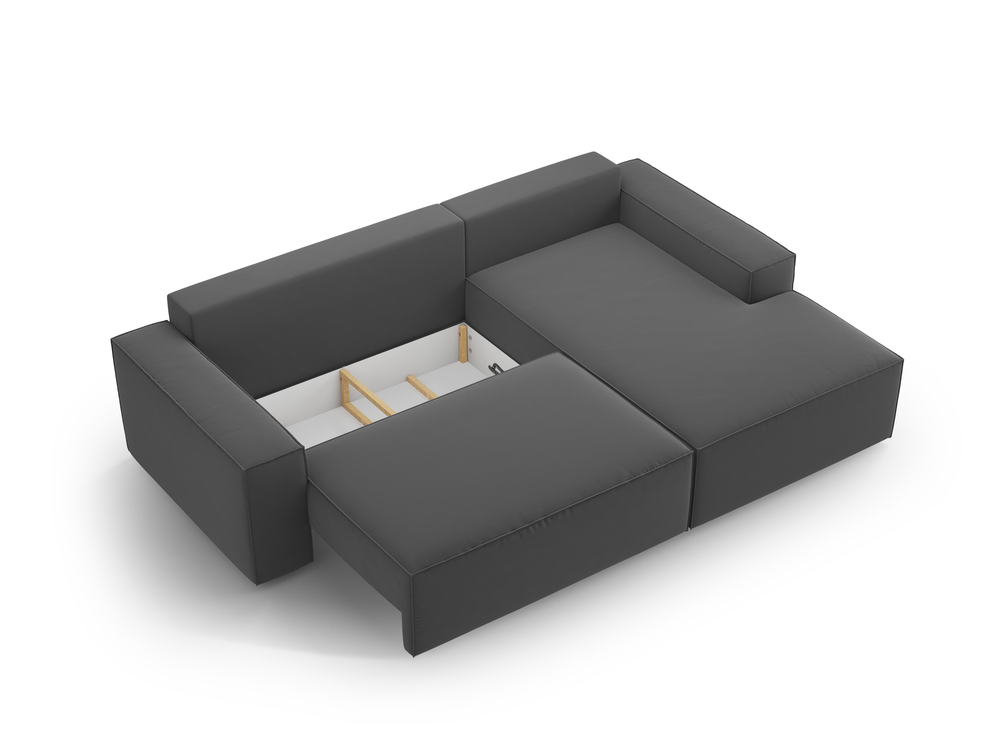 Samt-Ecksofa rechts mit Schlaffunktion JODIE grau