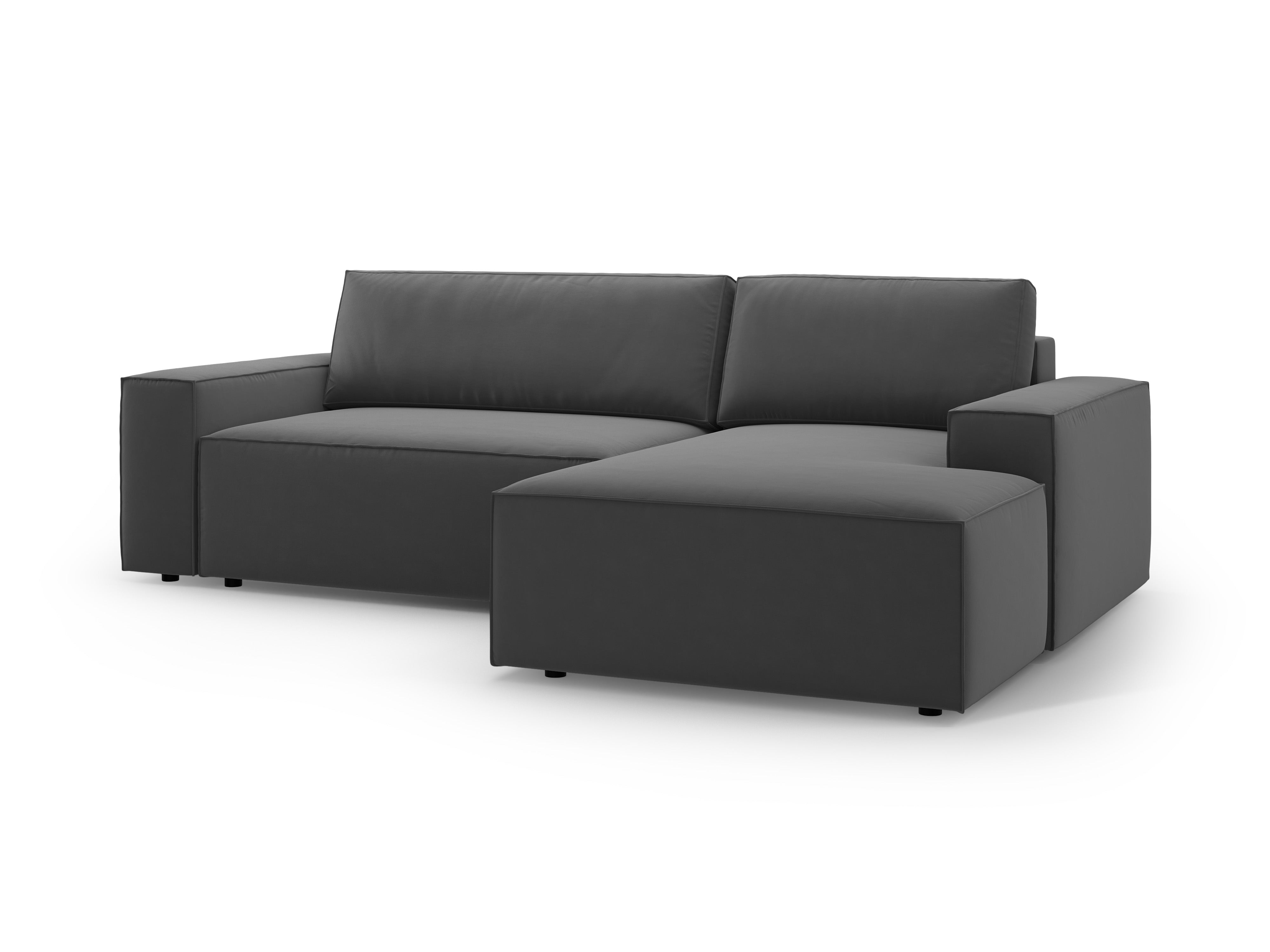 Samt-Ecksofa rechts mit Schlaffunktion JODIE grau