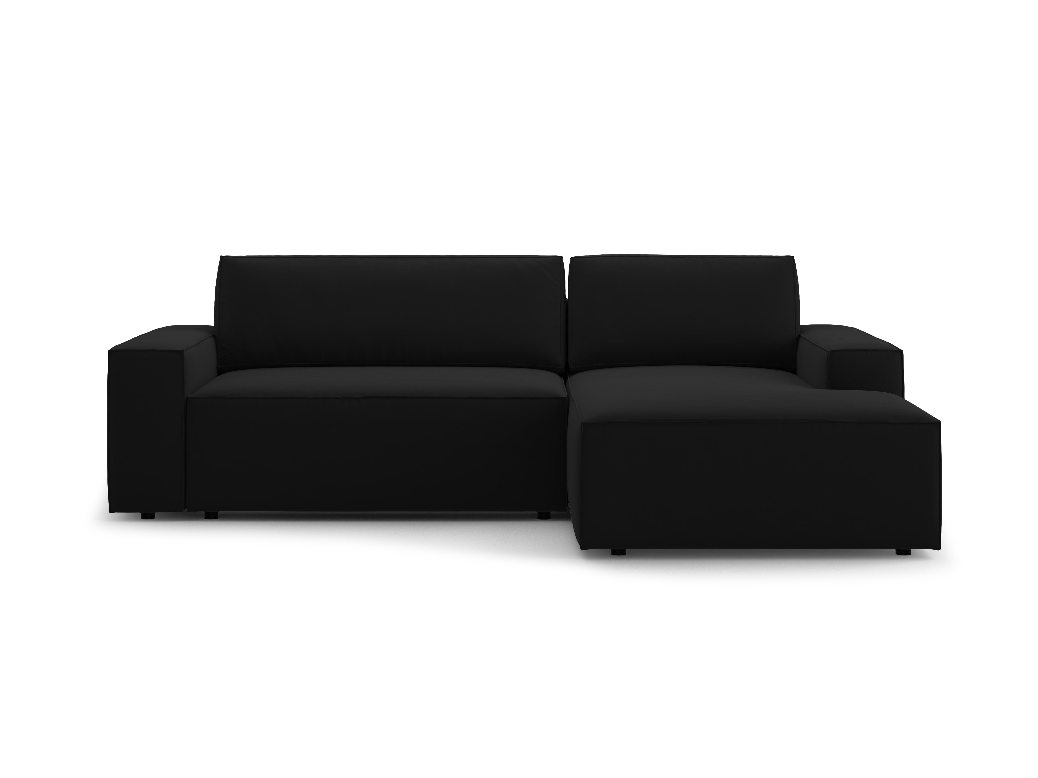 Samt-Ecksofa rechts mit Schlaffunktion JODIE schwarz