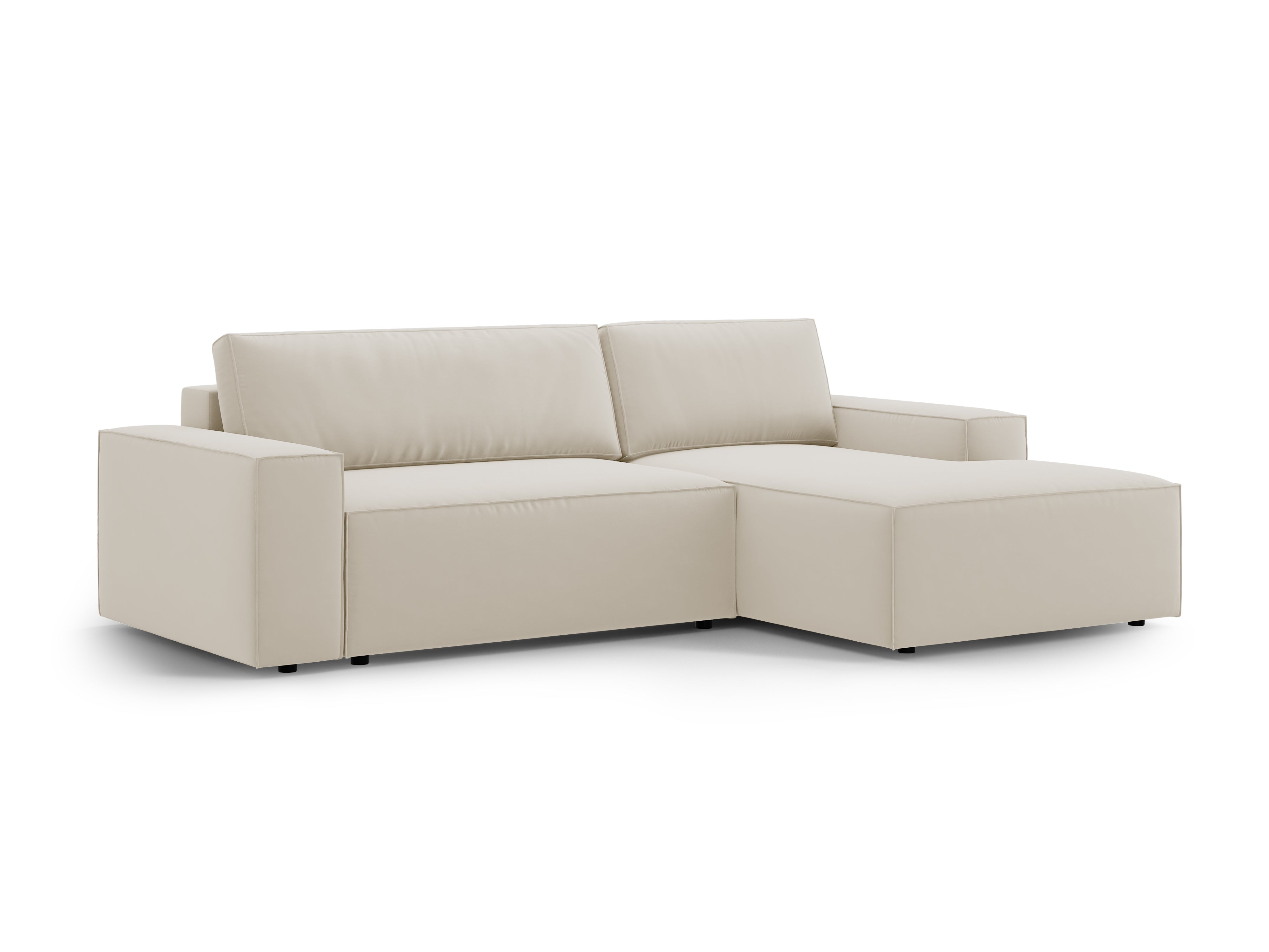 Right-facing velvet corner sofa bed JODIE dark beige