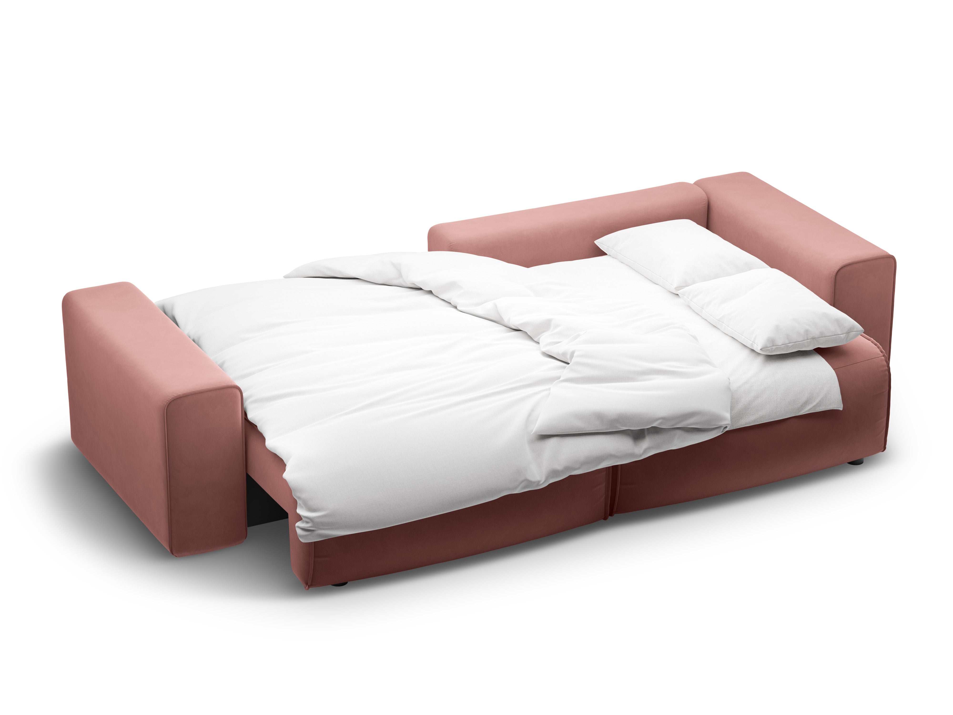 Samt-Ecksofa rechtsseitig 3-sitzig mit Schlaffunktion VICTOR rosa