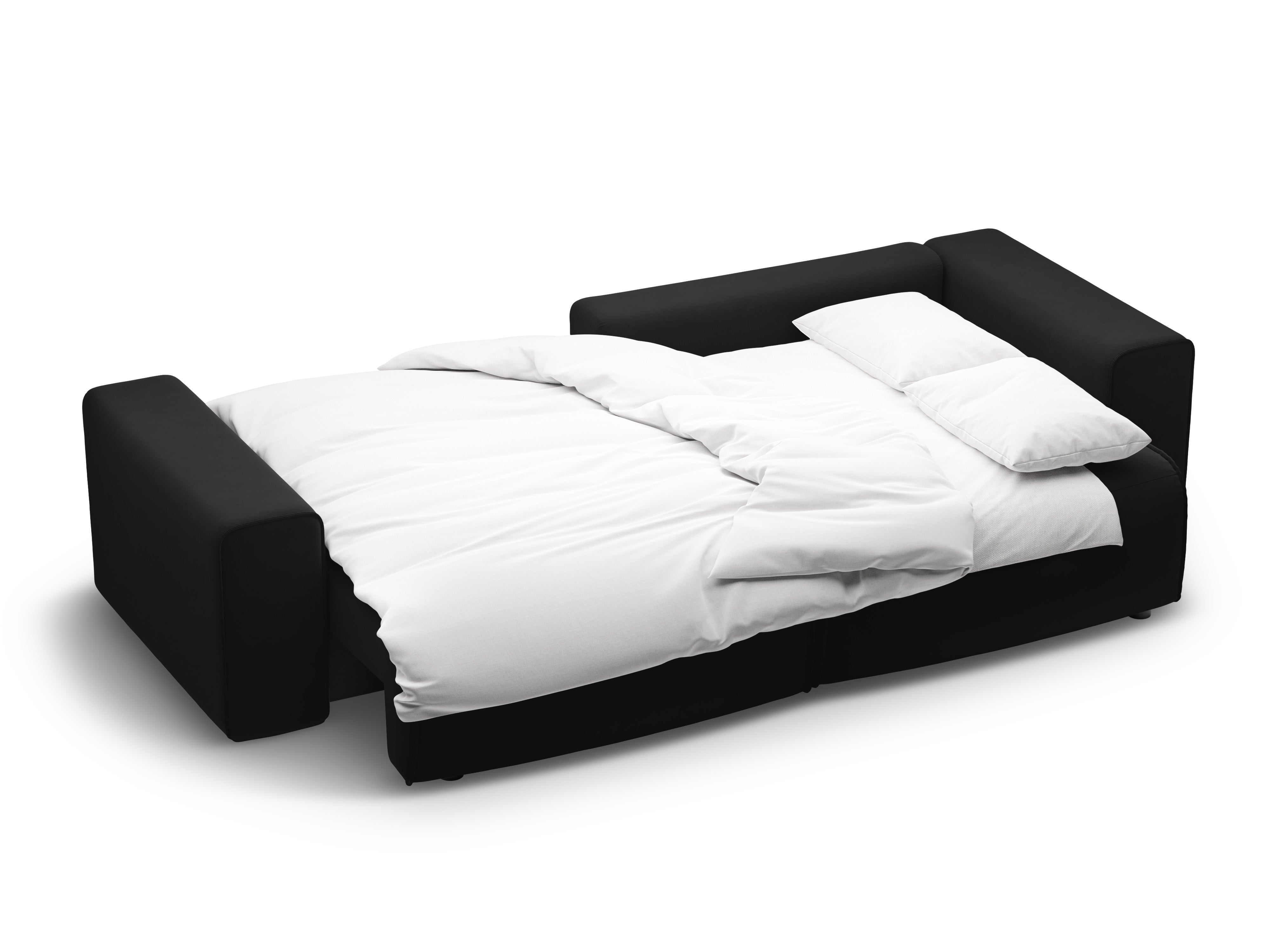 Samt-Ecksofa rechtsseitig 3-sitzig mit Schlaffunktion VICTOR schwarz