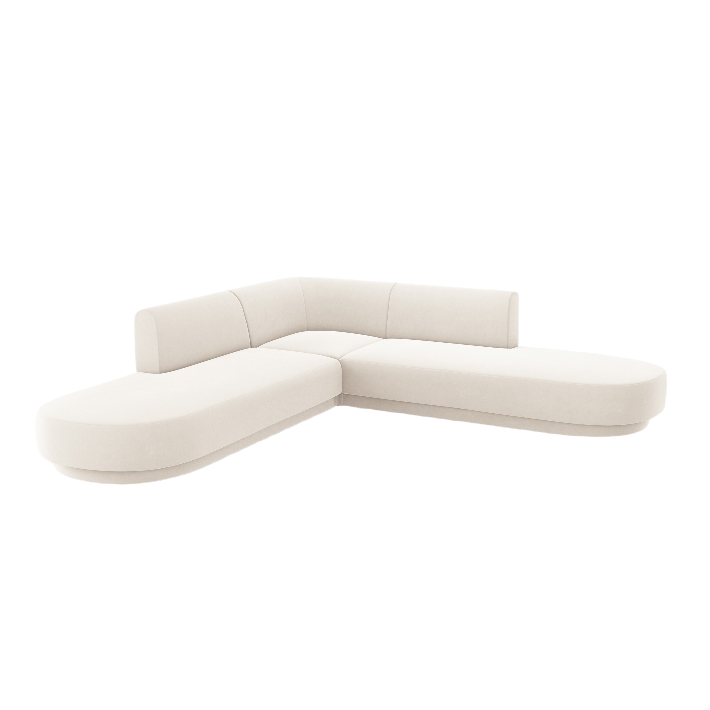 Symmetrische offene Samt-Eckcouch MILEY beige [Monika verbessert]