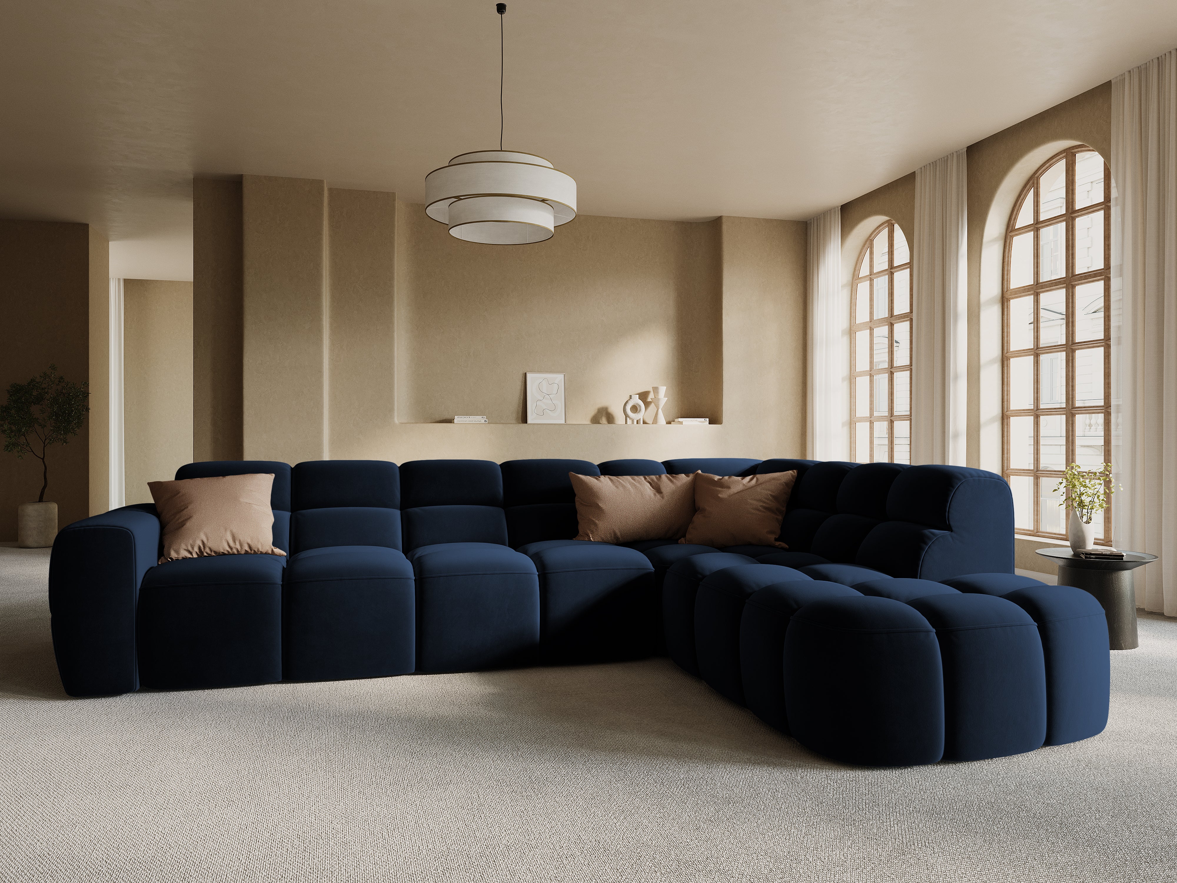 Sofa mit rechter Ecke LISA dunkelblaues Chenille