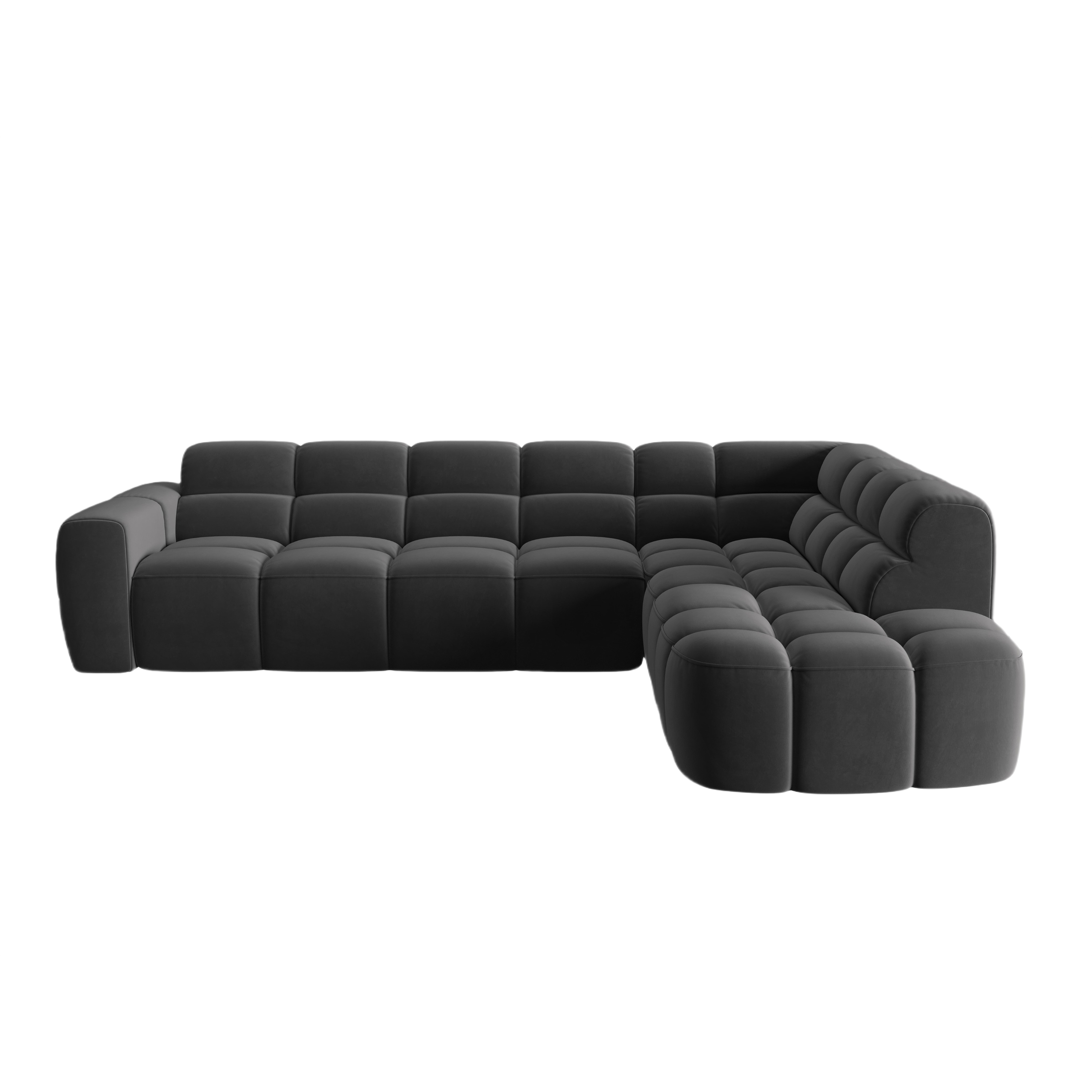 Samt-Ecksofa rechts LISA dunkelgrau [Monika]