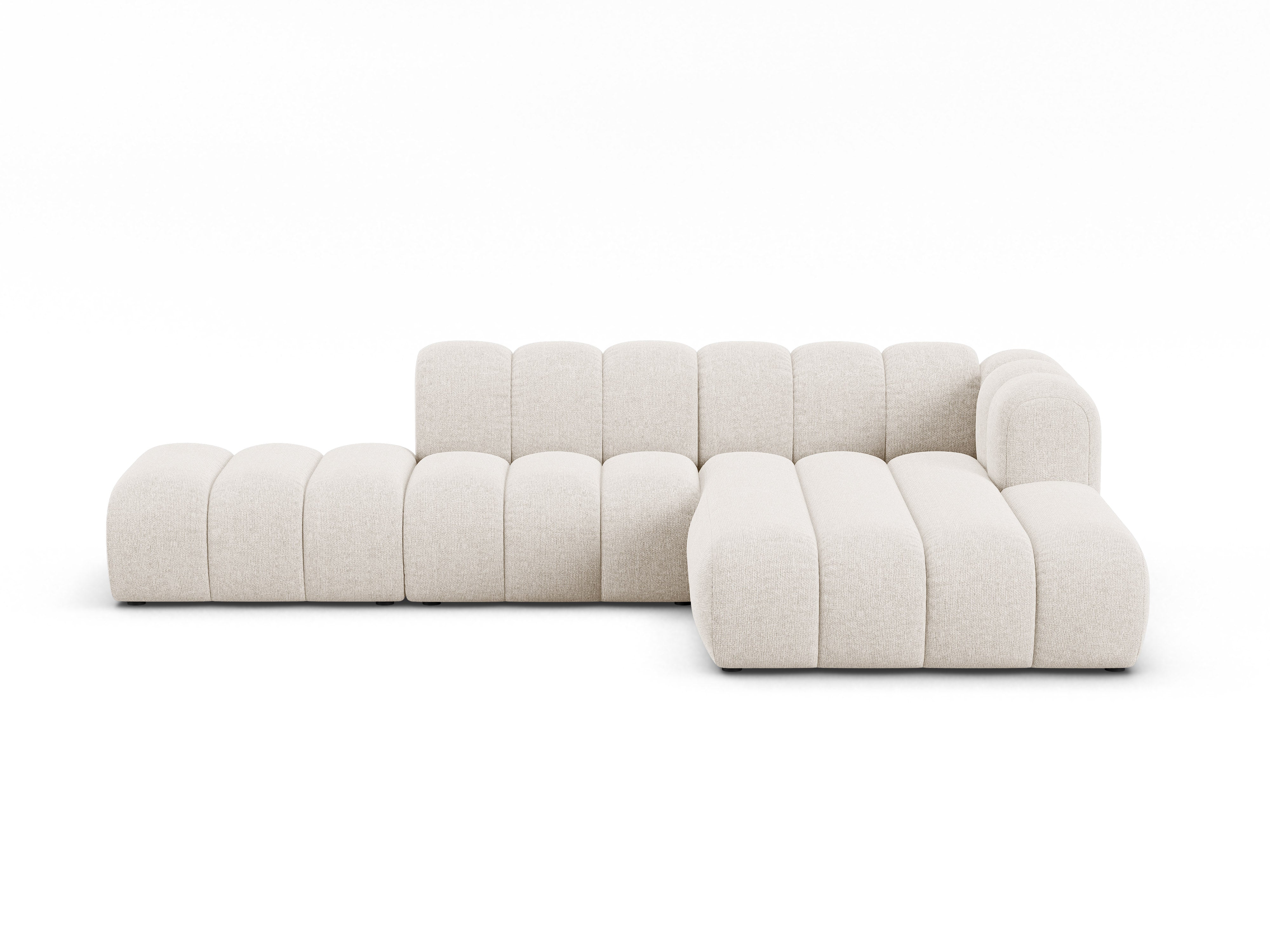 Fünfsitzige rechteckige Eckcouch LUPINE in hellem beige Chenille