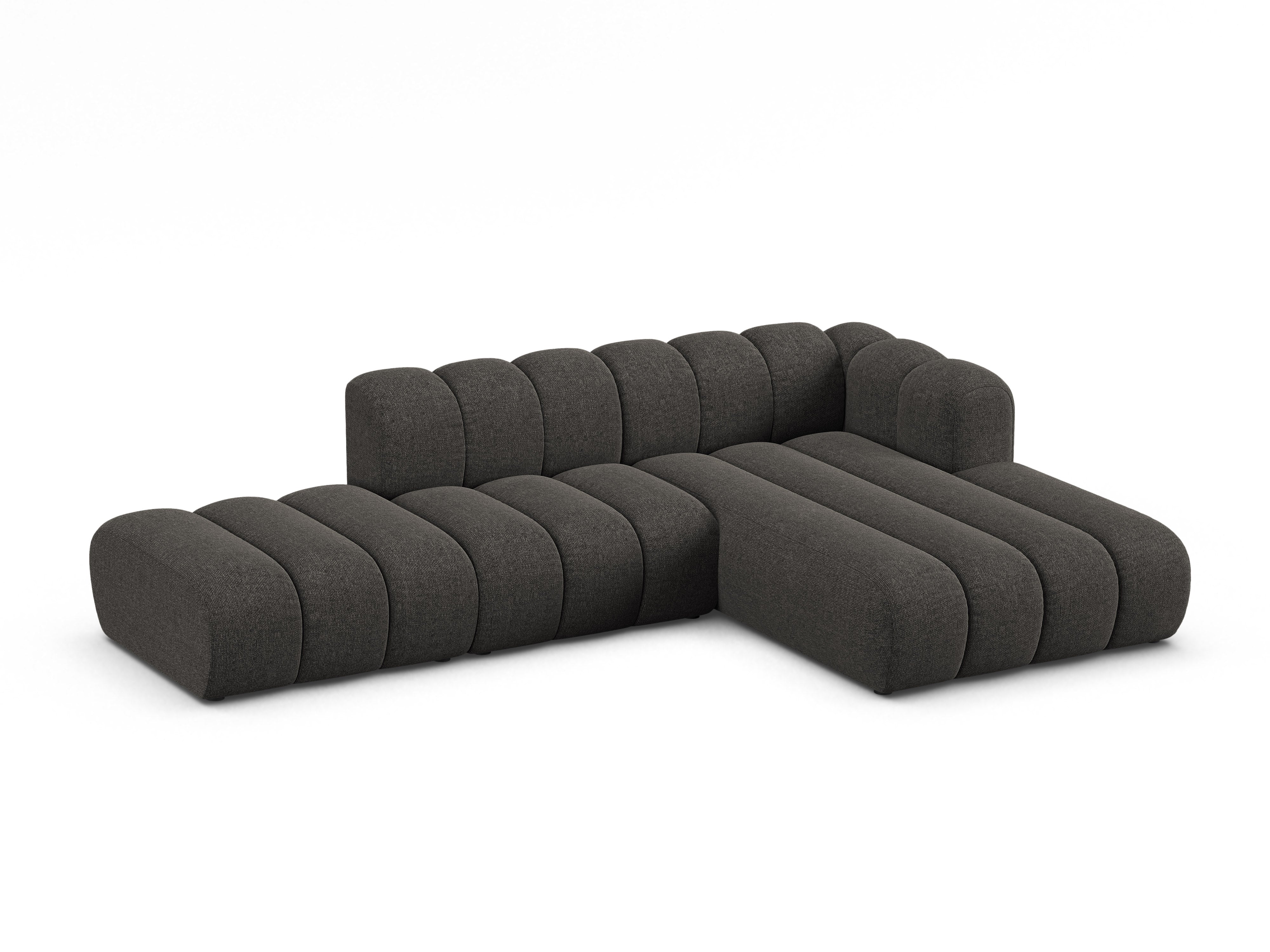 Right-facing 5-seater corner sofa LUPINE gray chenille