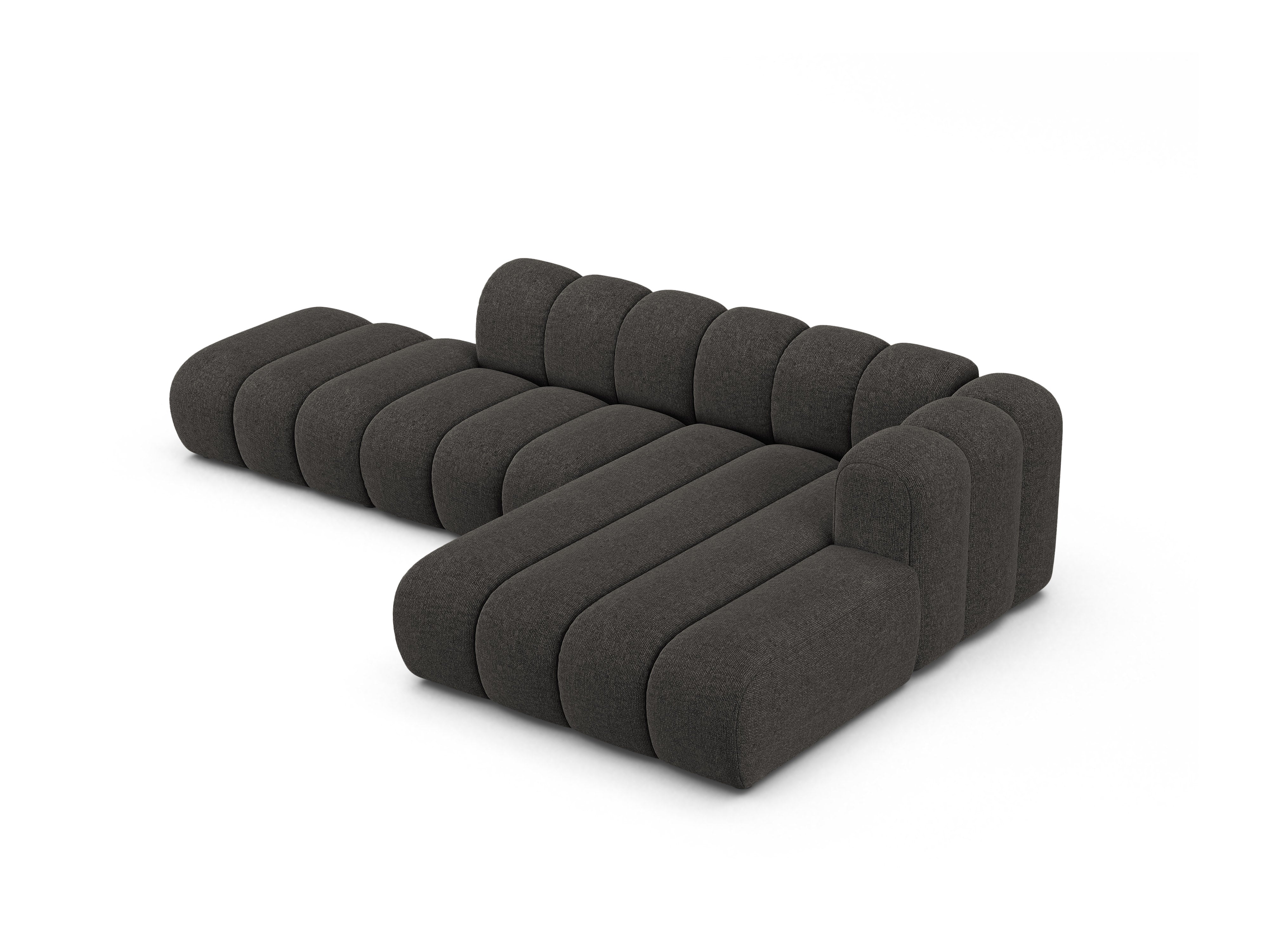 Right-facing 5-seater corner sofa LUPINE gray chenille