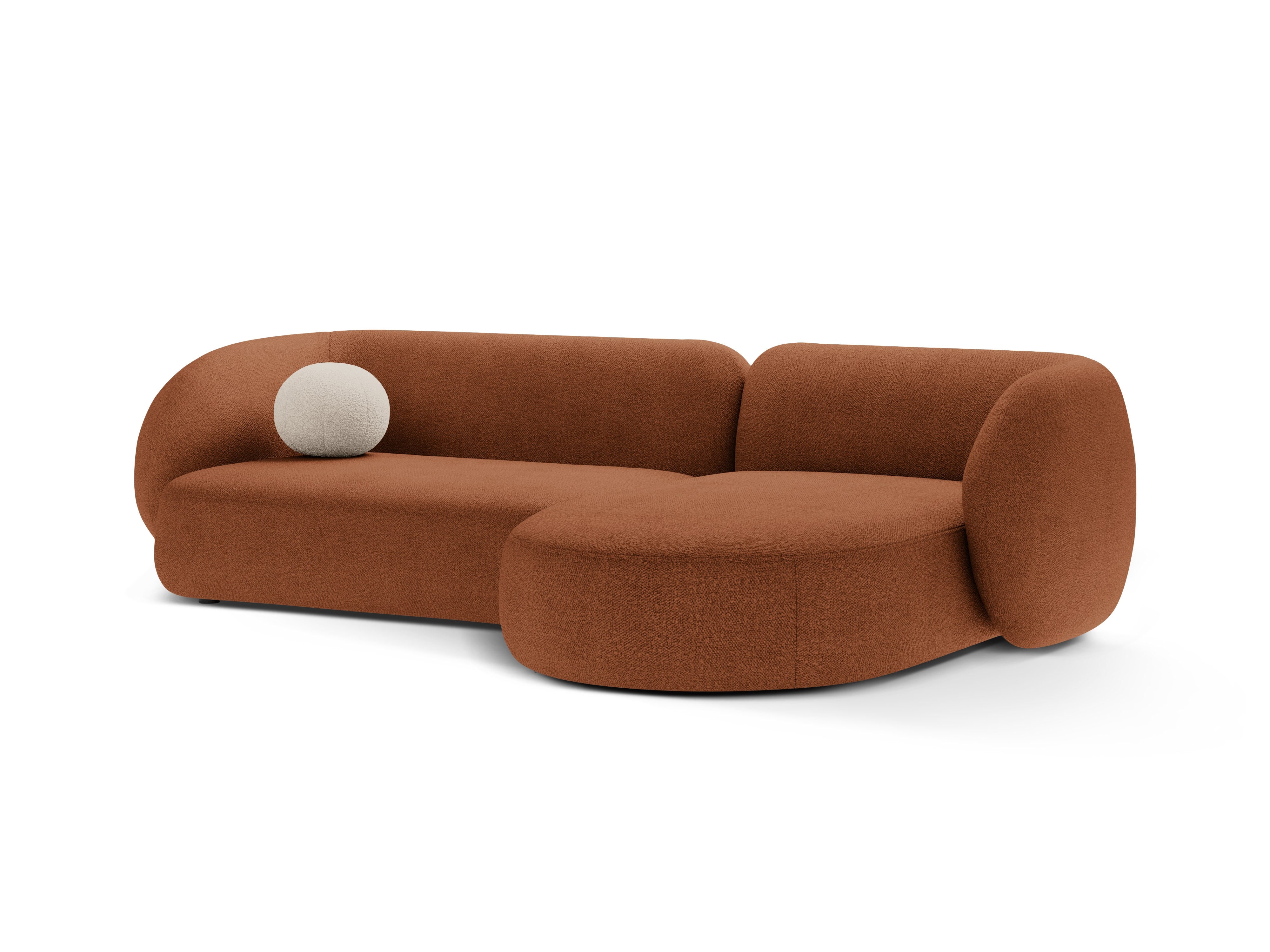 Narożnik prawostronny 3-osobowy KATE terracotta boucle – Micadoni