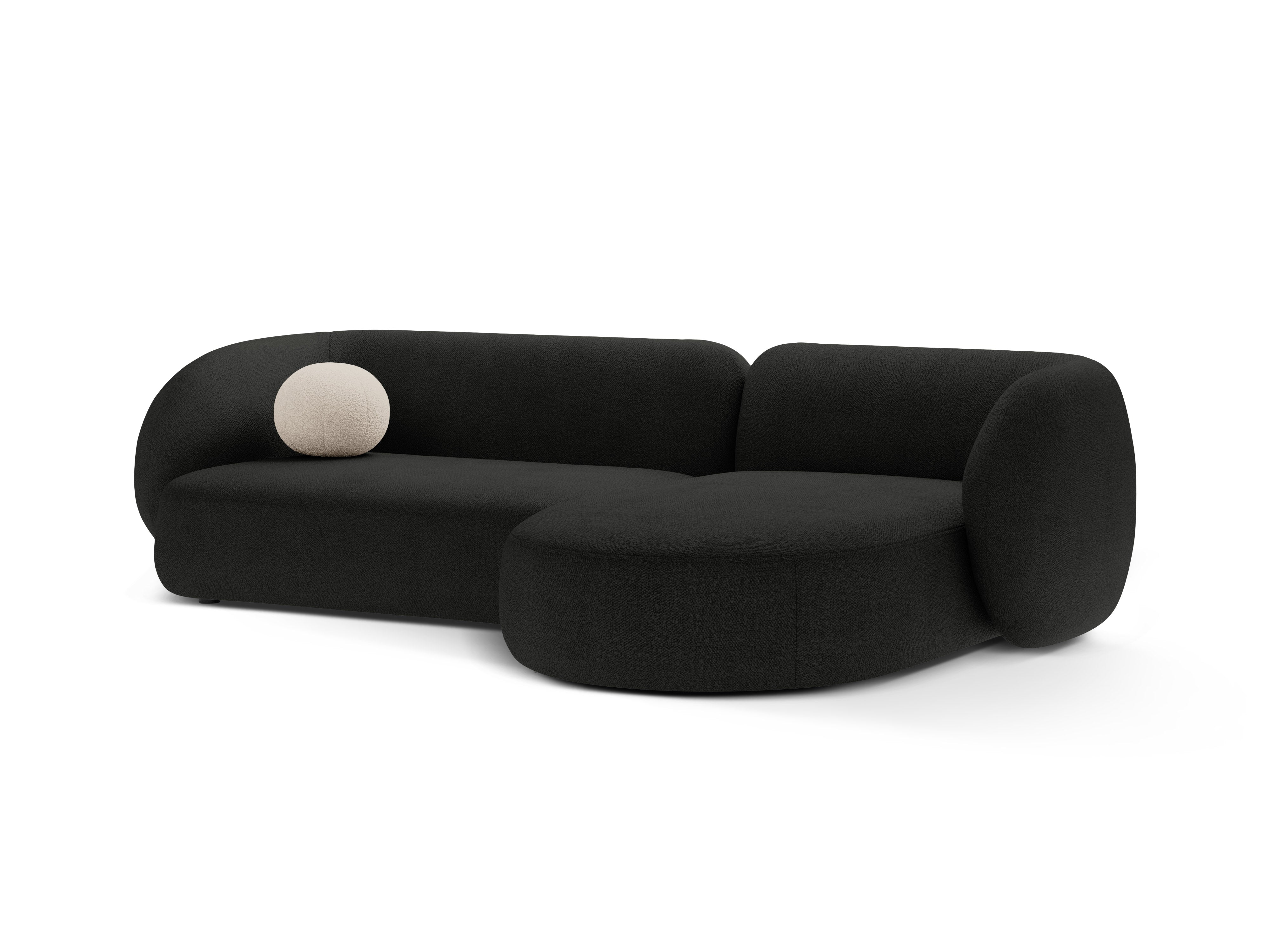 Rechtsseitige 3-Sitzer-Eckcouch KATE schwarzes Boucle