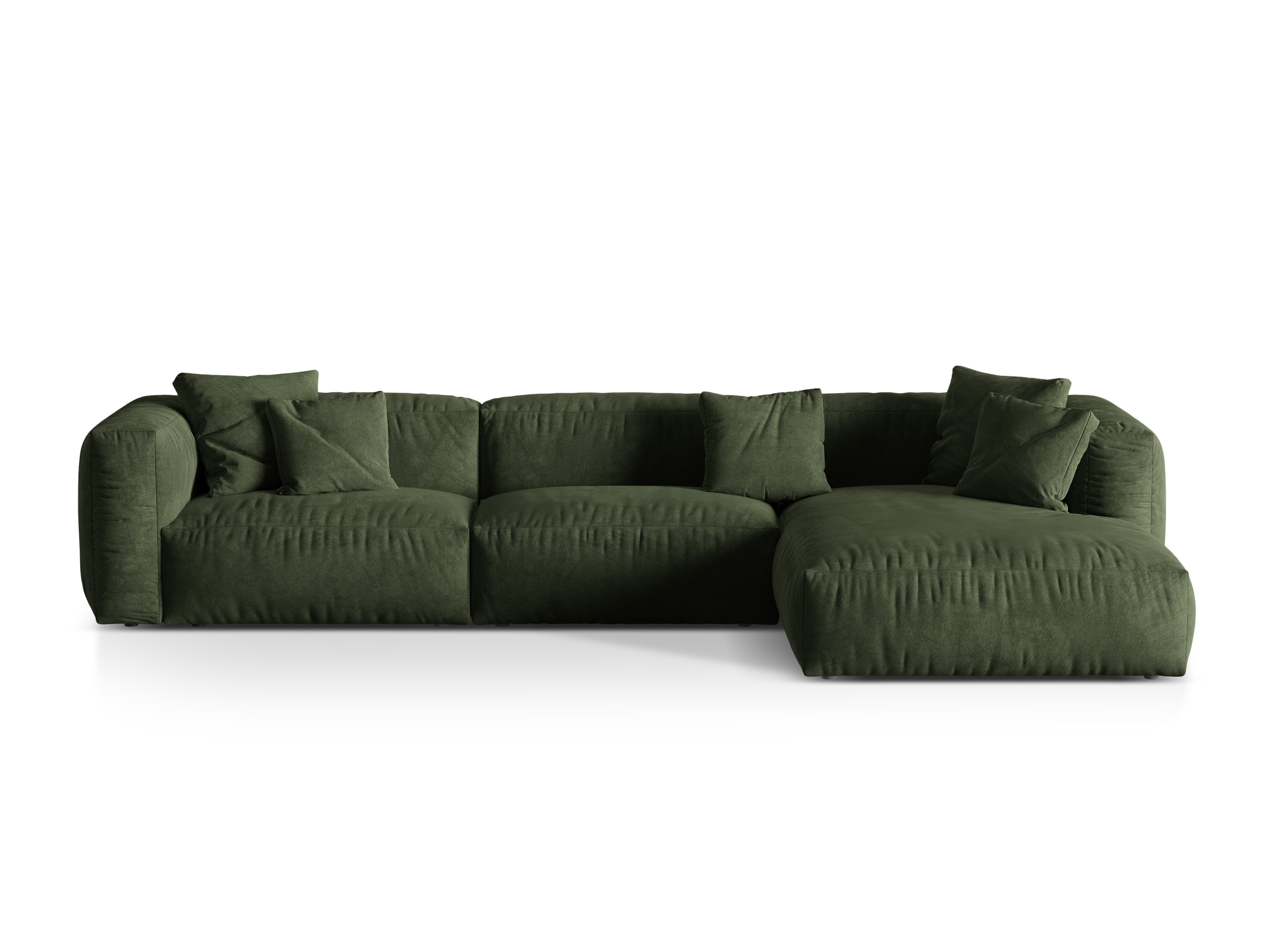 Right-handed Velvet 3-person corner Martina Zielony