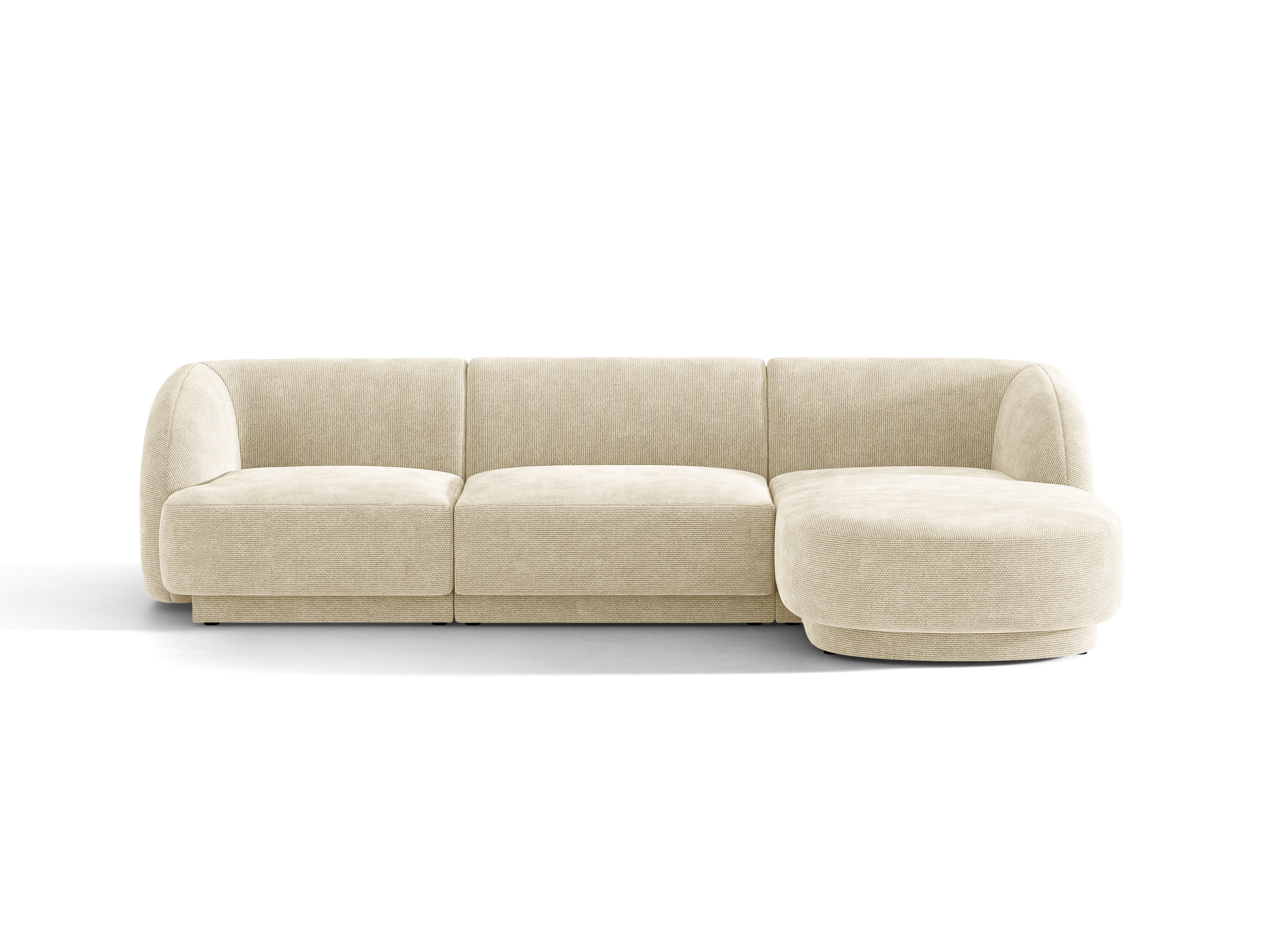 4-sitziger rechter Ecksofa MILEY hellbeige samtig