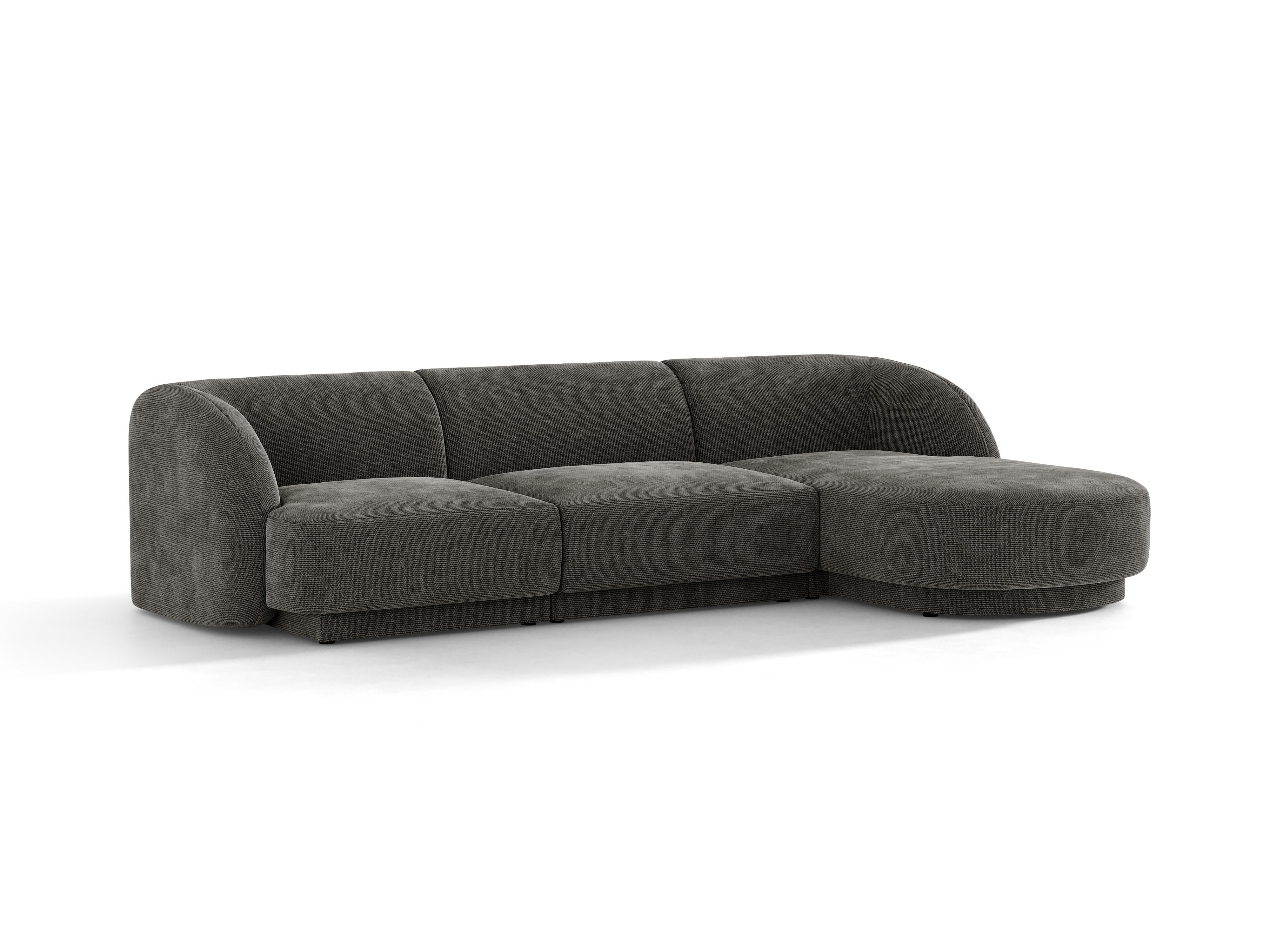 4-sitziger rechter Ecksofa MILEY graues seidiges Chenille