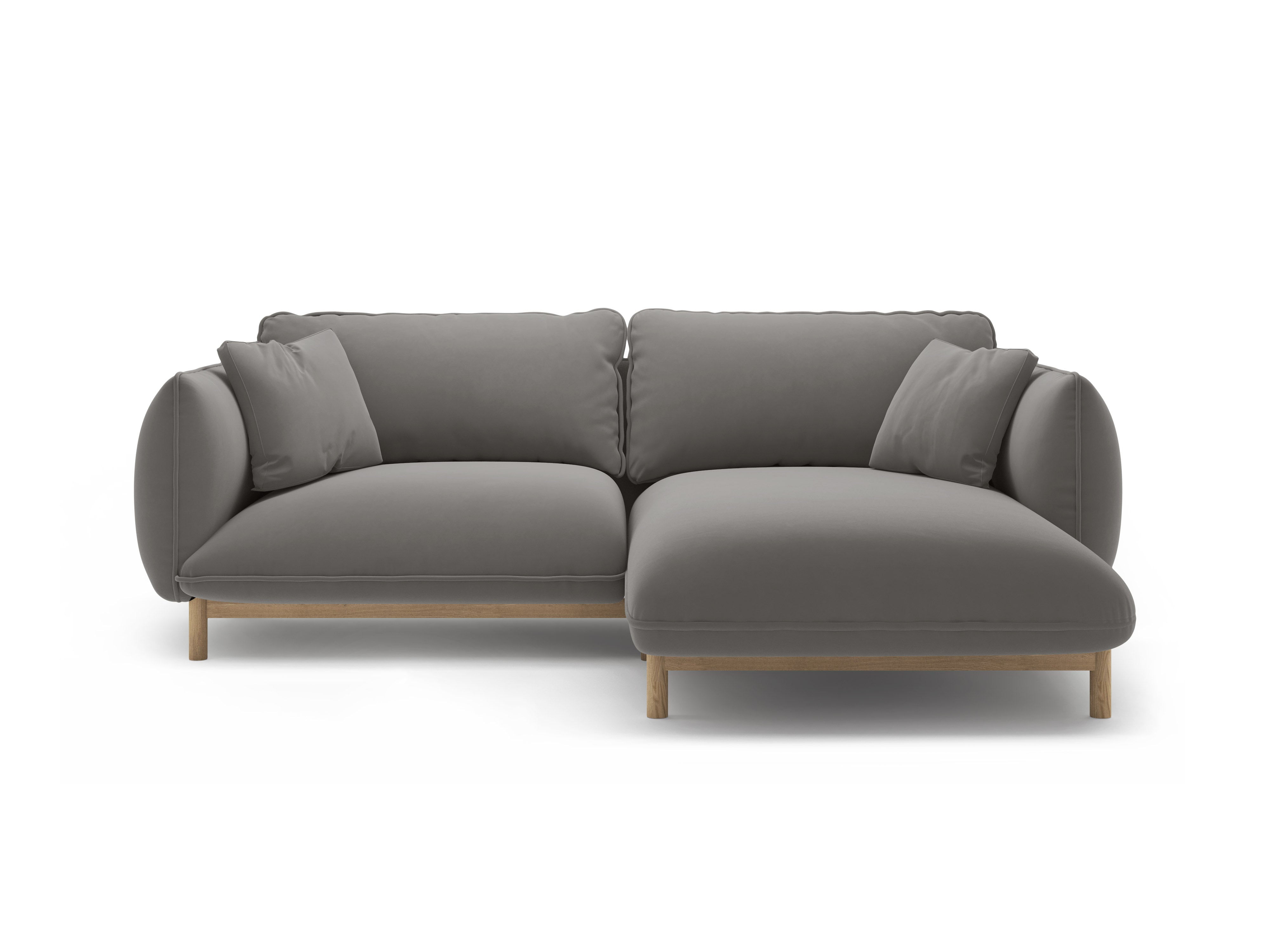 Right-facing velvet corner sofa ADA gray
