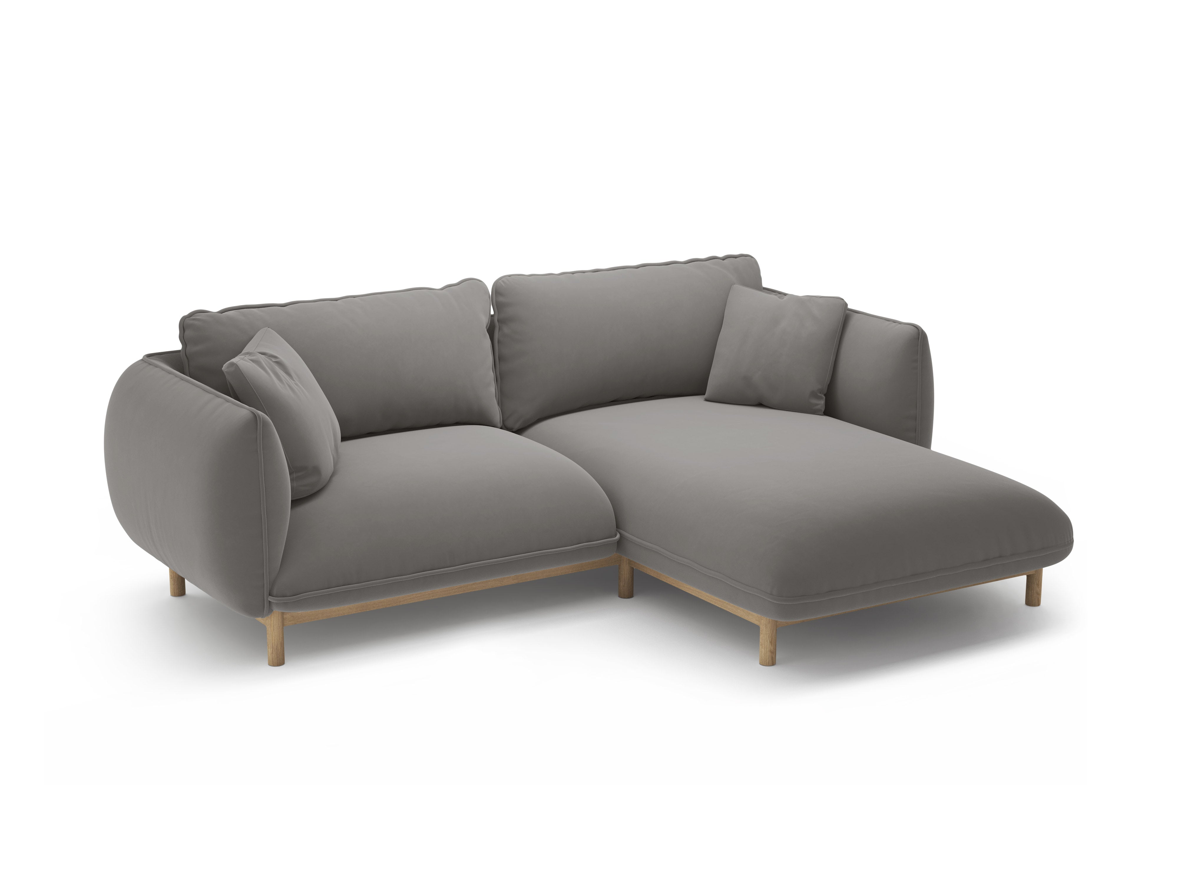 Right-facing velvet corner sofa ADA gray