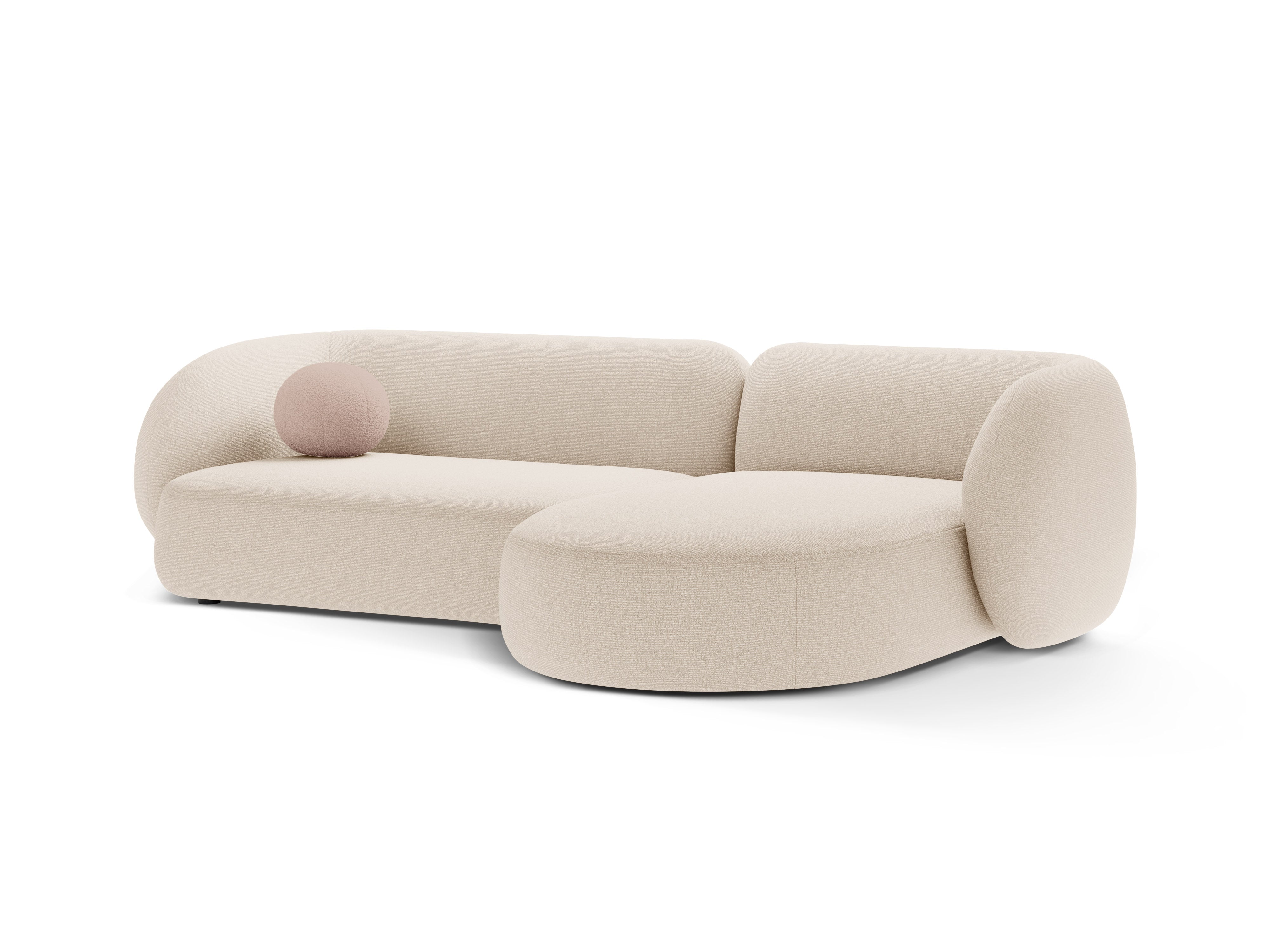 Rechtsseitige 3-Sitzer-Eckcouch KATE hellbeige Melange