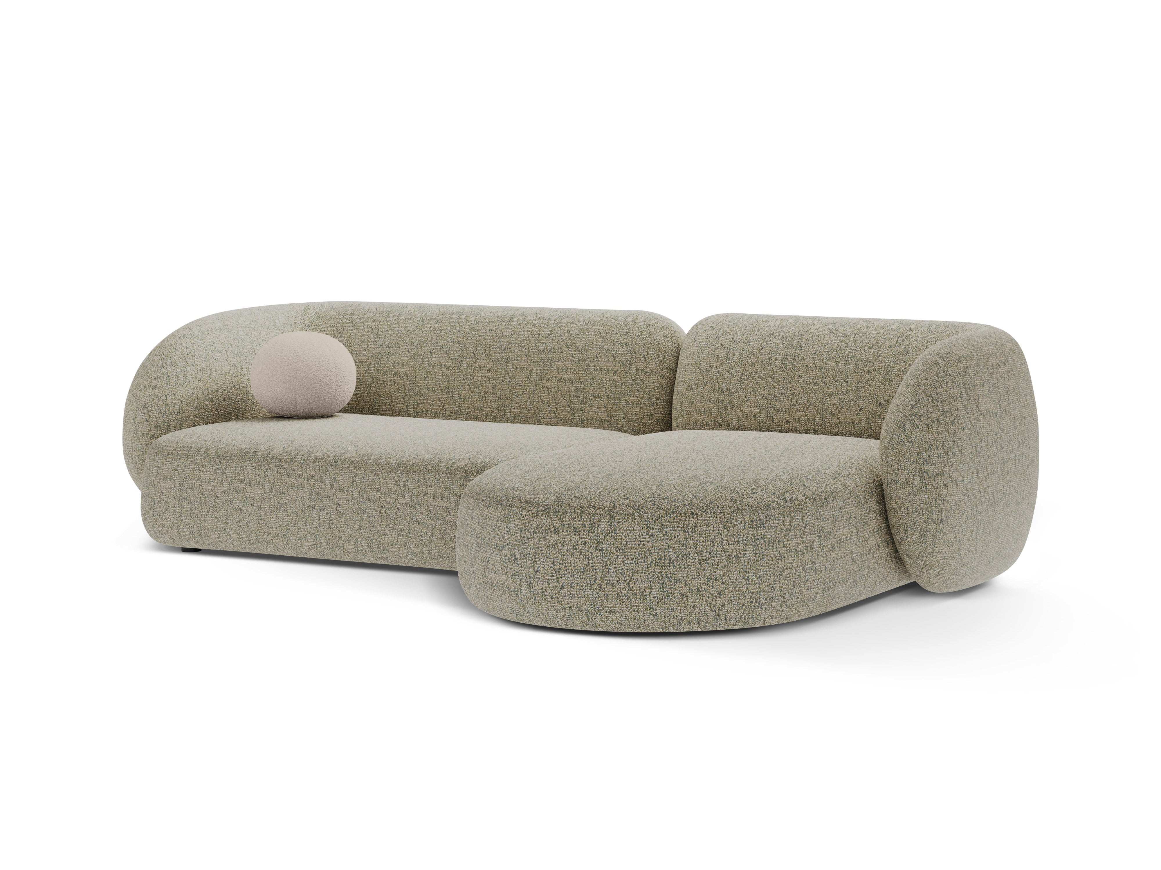 Right-facing 3-seater corner sofa KATE light green mélange