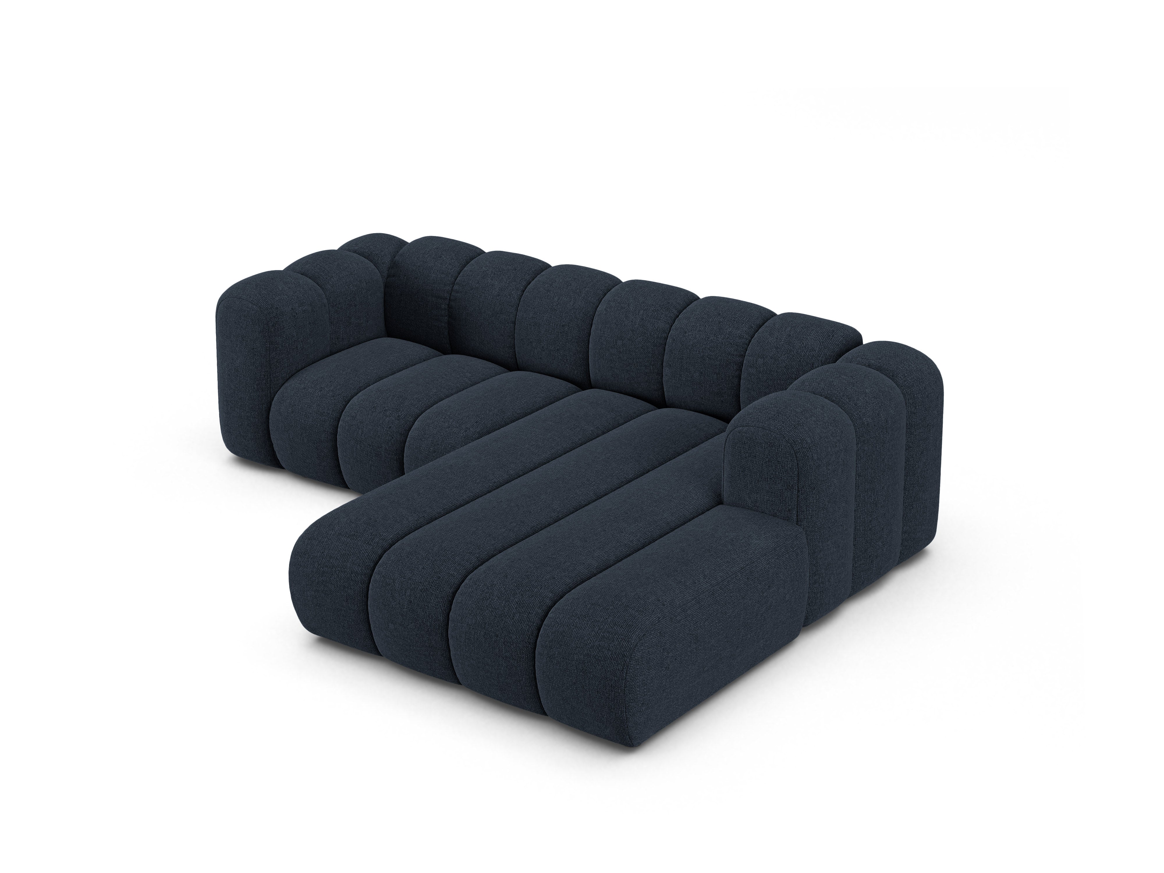3-sitzige rechteckige LUPINE Eckcouch in marineblauem Chenille