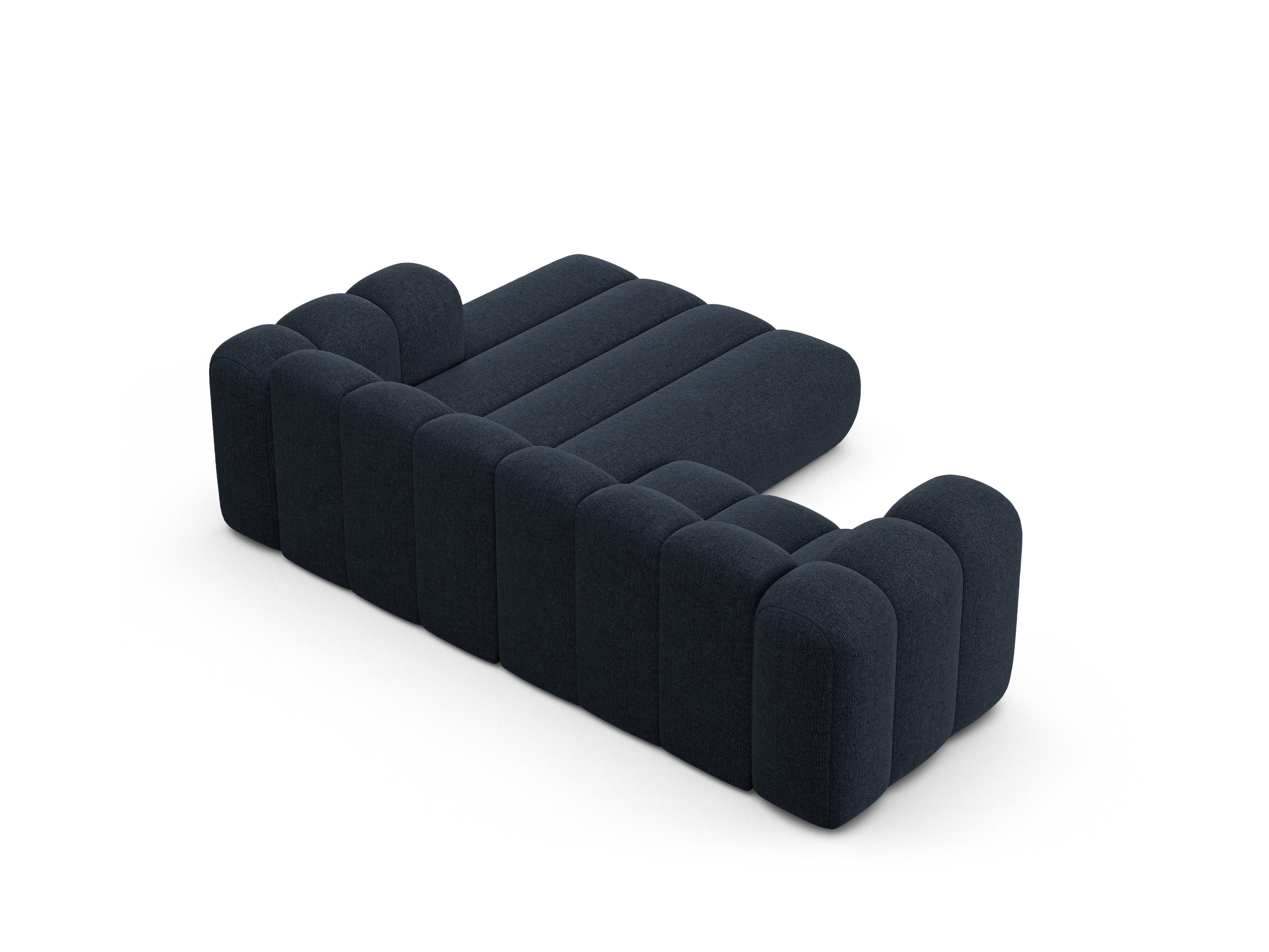 3-sitzige rechteckige LUPINE Eckcouch in marineblauem Chenille