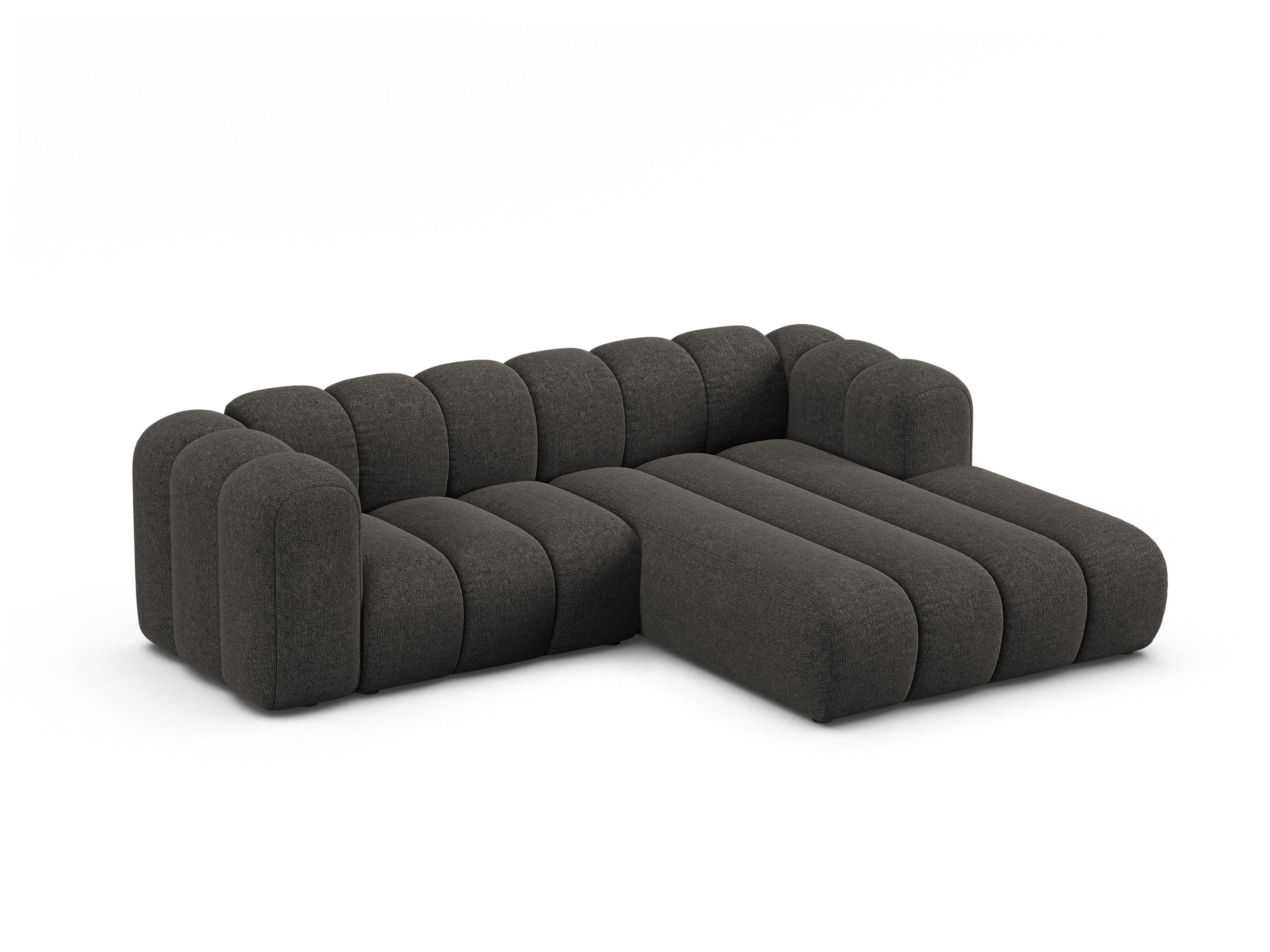3-sitziger rechter Ecksofa LUPINE graues Chenille