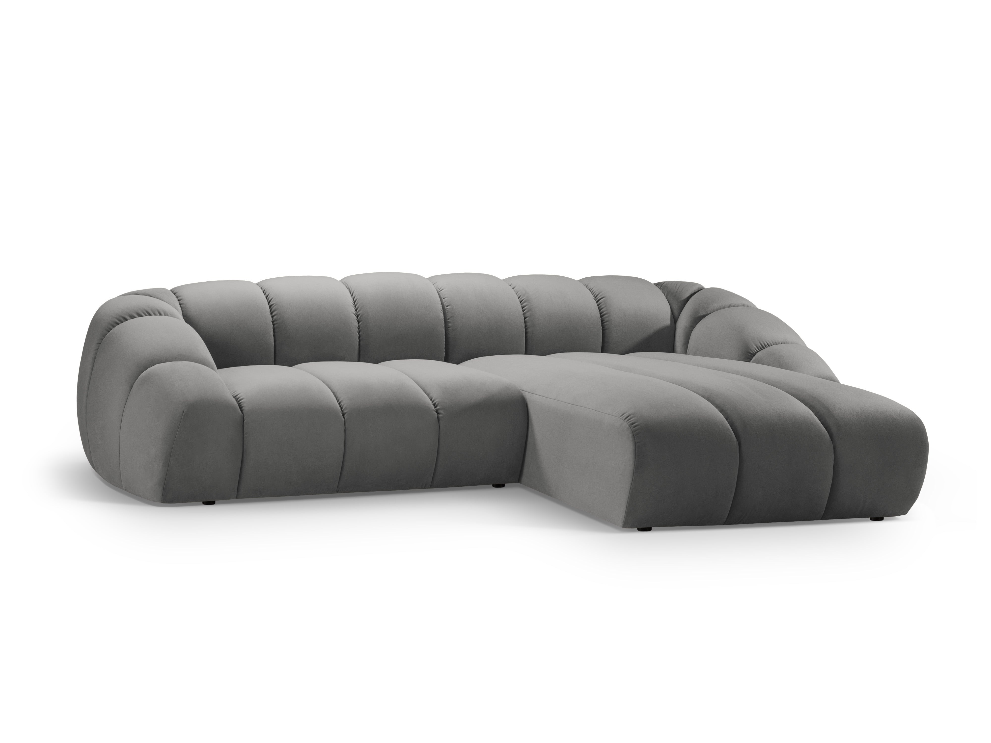 Velvet Right Corner Sofa, "Diana", 4 Seats, Gray, 334x182x72
Made in Europe