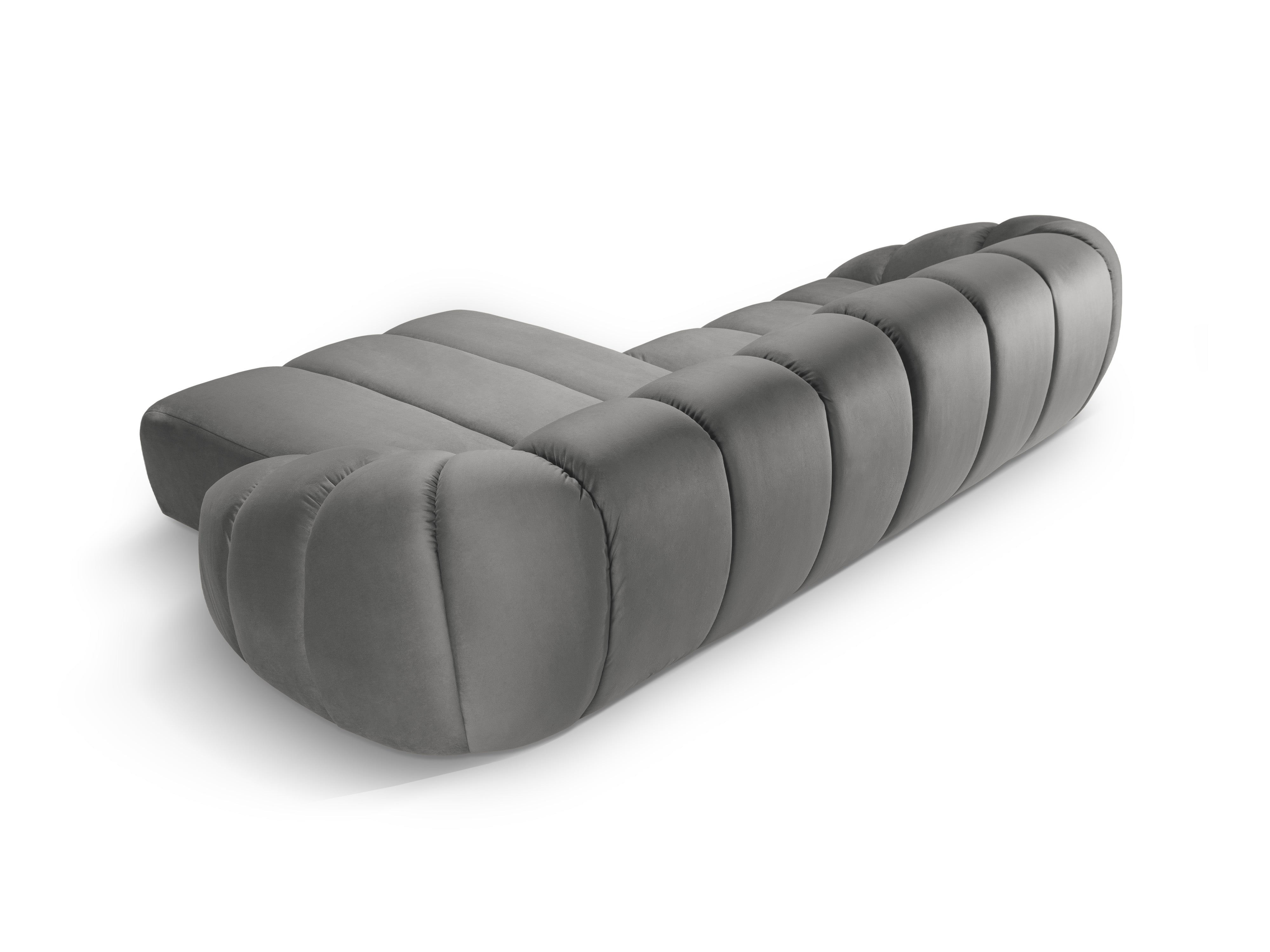Velvet Right Corner Sofa, "Diana", 4 Seats, Gray, 334x182x72
Made in Europe