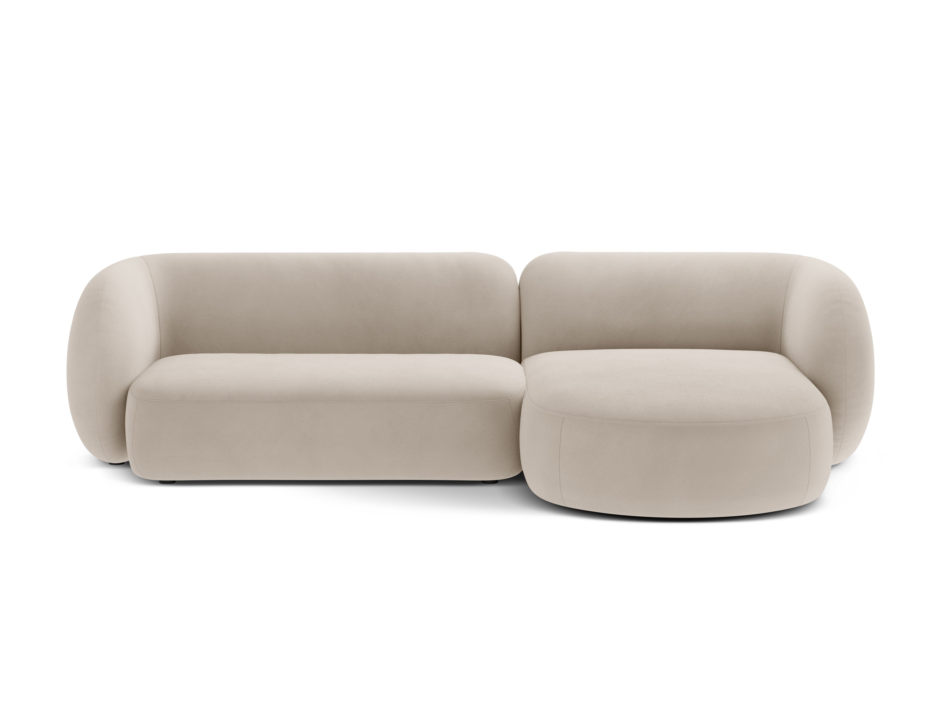 Samt-Ecksofa rechtsseitig 3-sitzig KATE beige