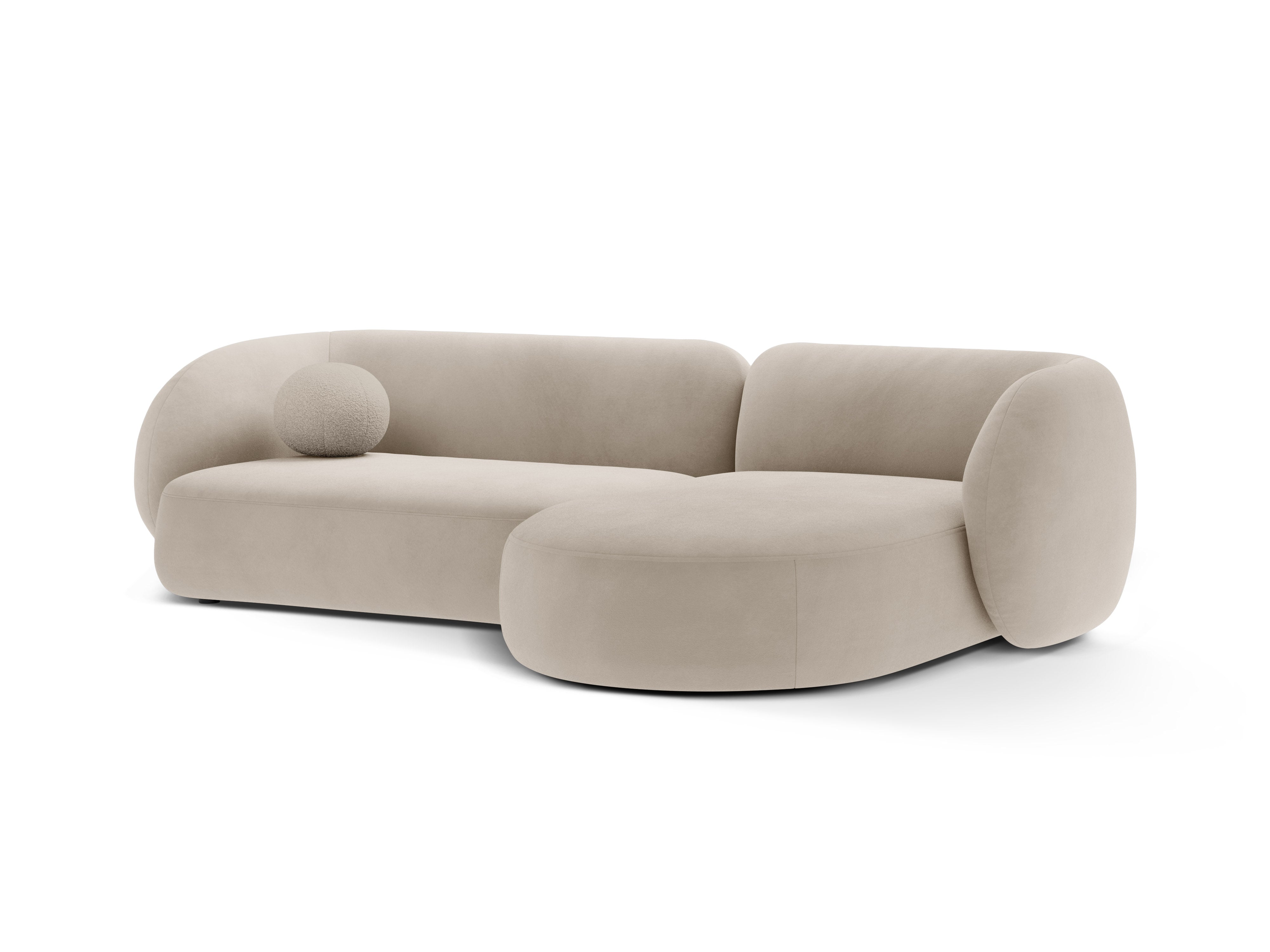 Samt-Ecksofa rechtsseitig 3-sitzig KATE beige