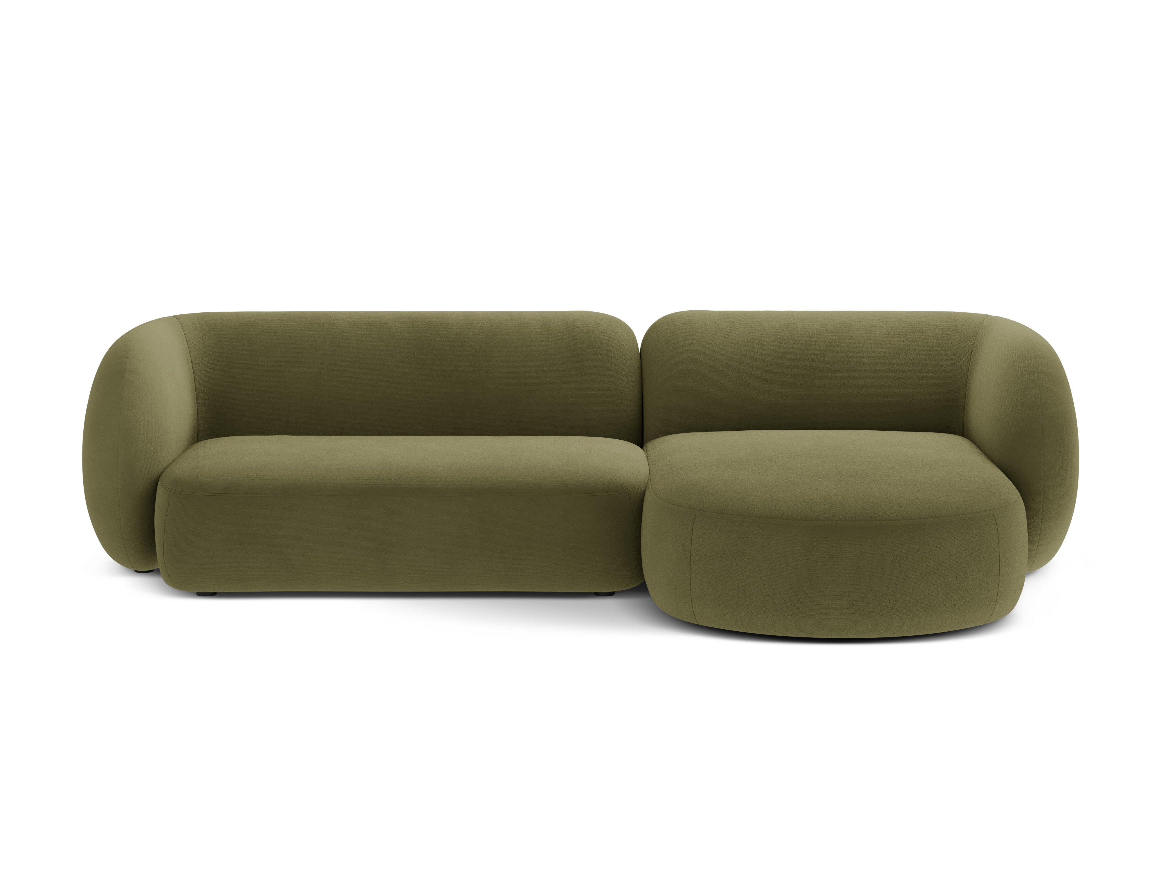 Right-facing velvet corner sofa for 3 people KATE green