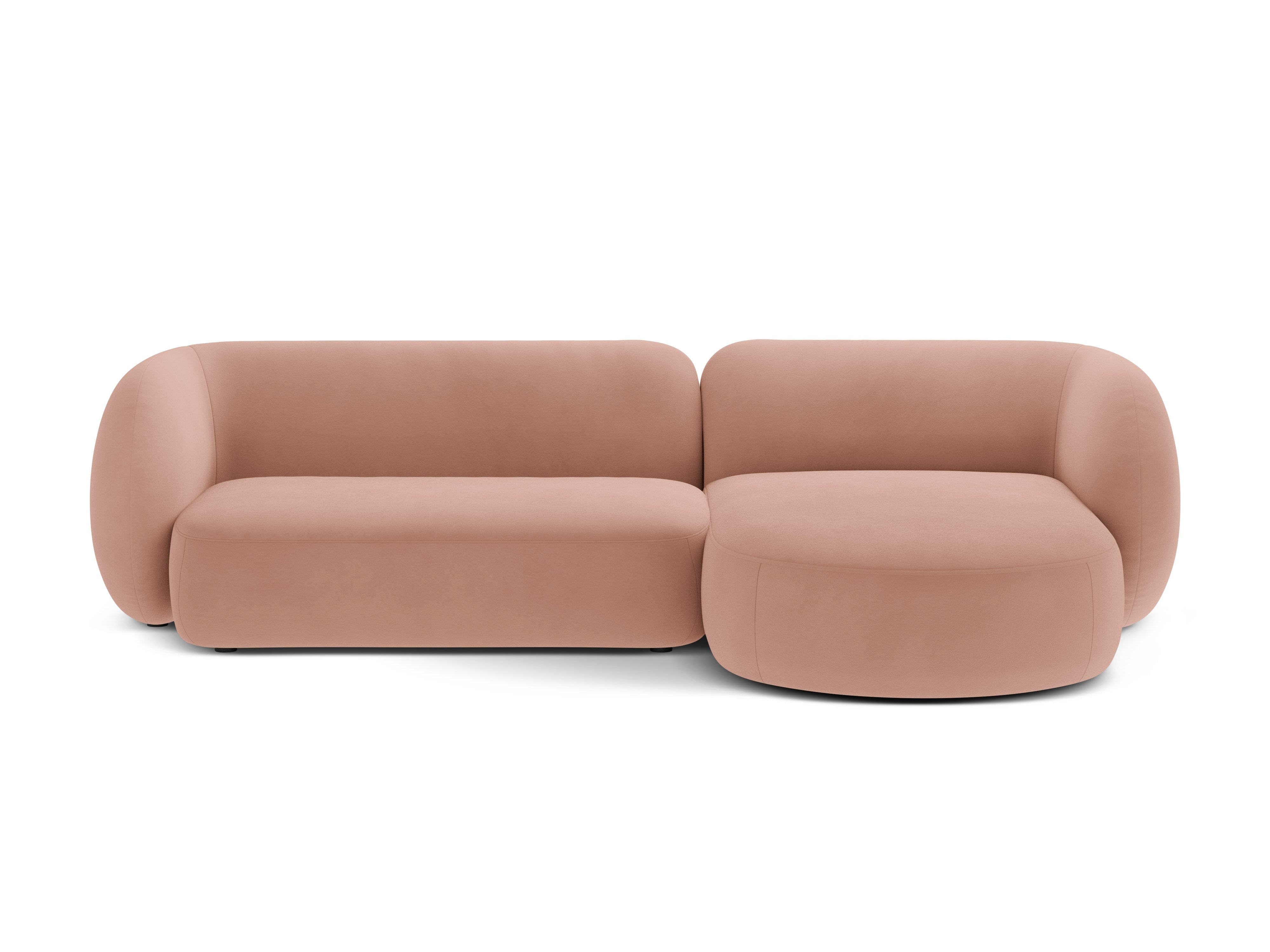 Right-facing velvet corner sofa 3-seater KATE pink