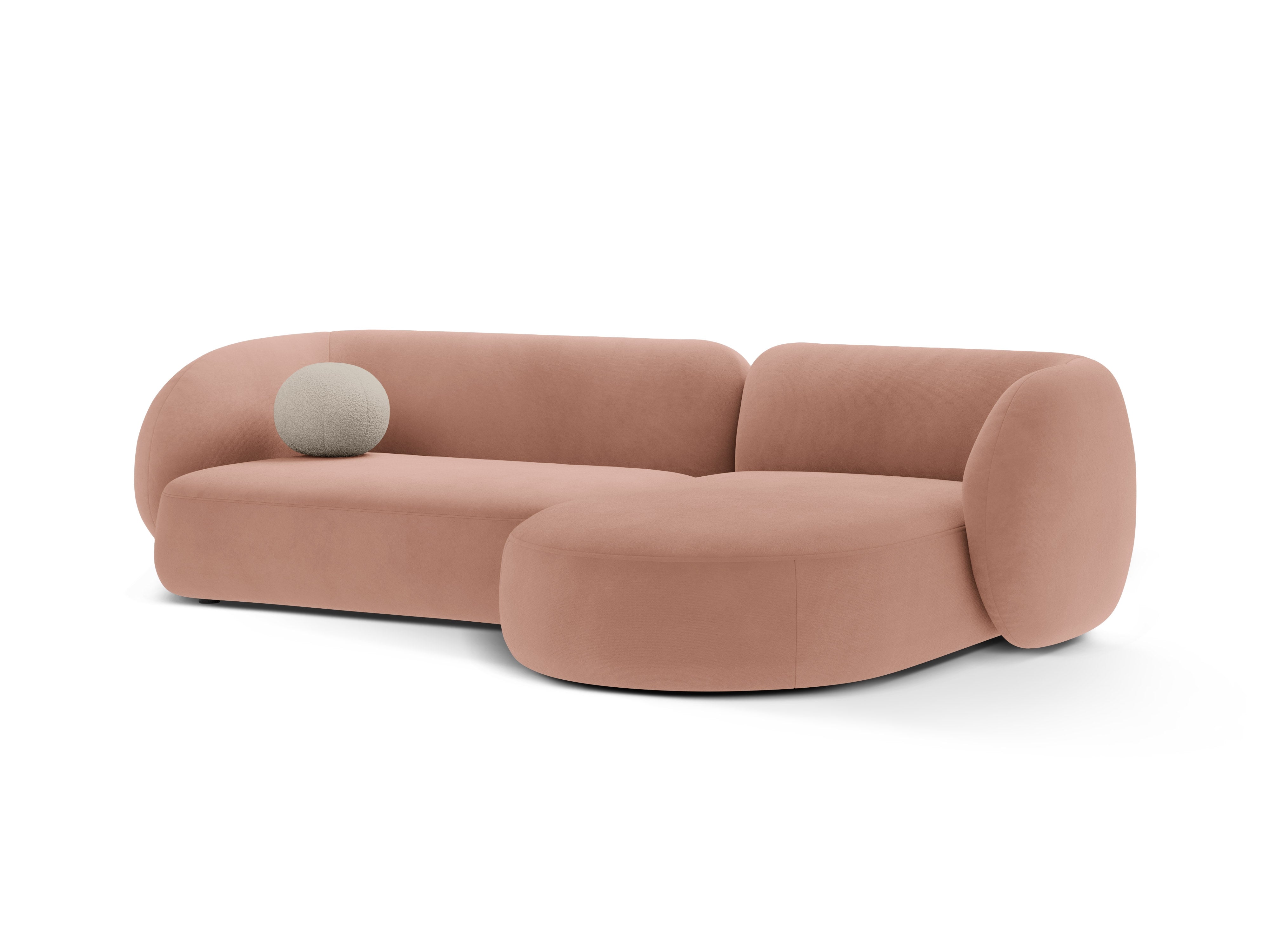 Right-facing velvet corner sofa 3-seater KATE pink