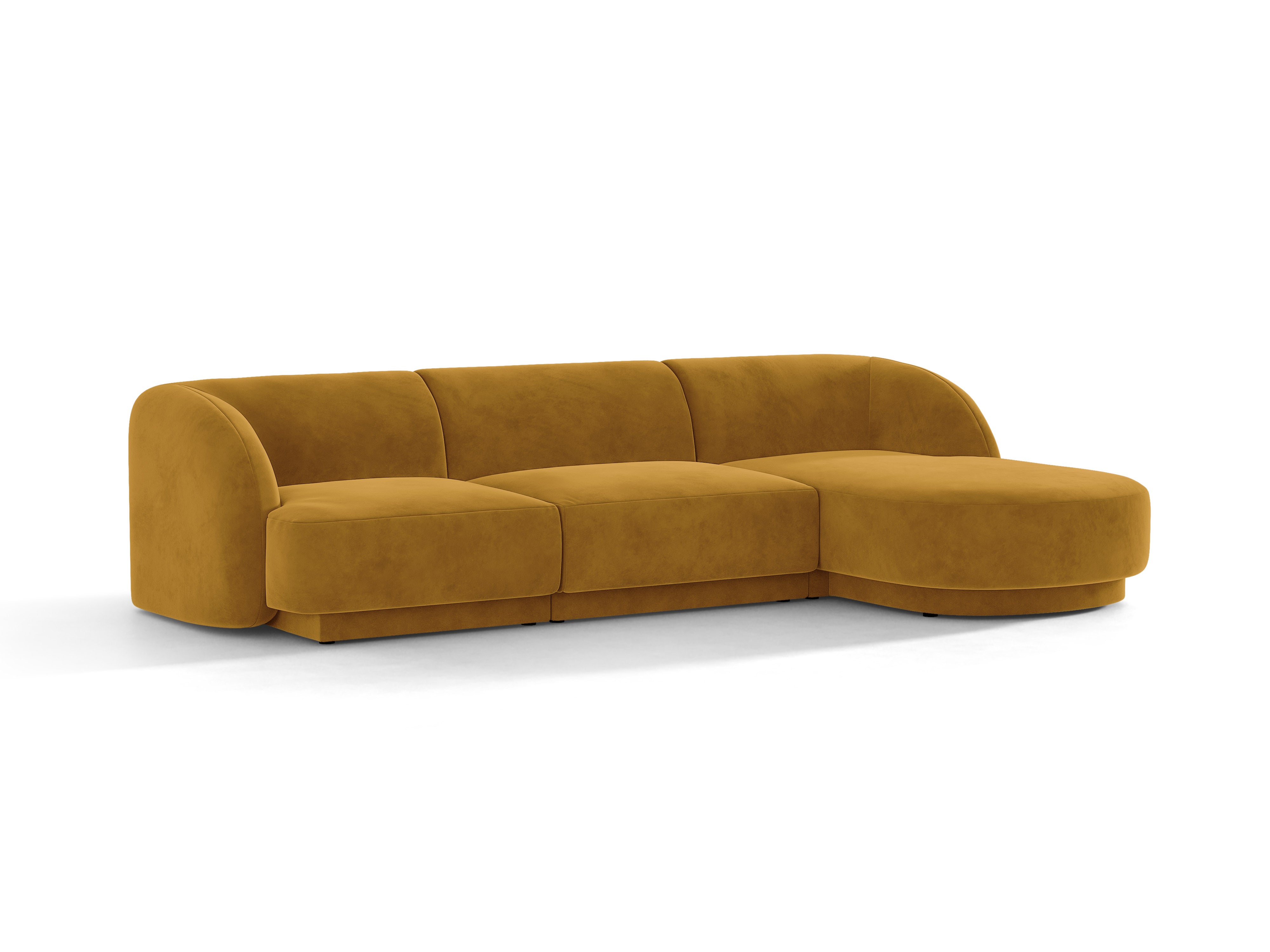 Samt-Ecksofa für 4 Personen rechts MILEY gelb