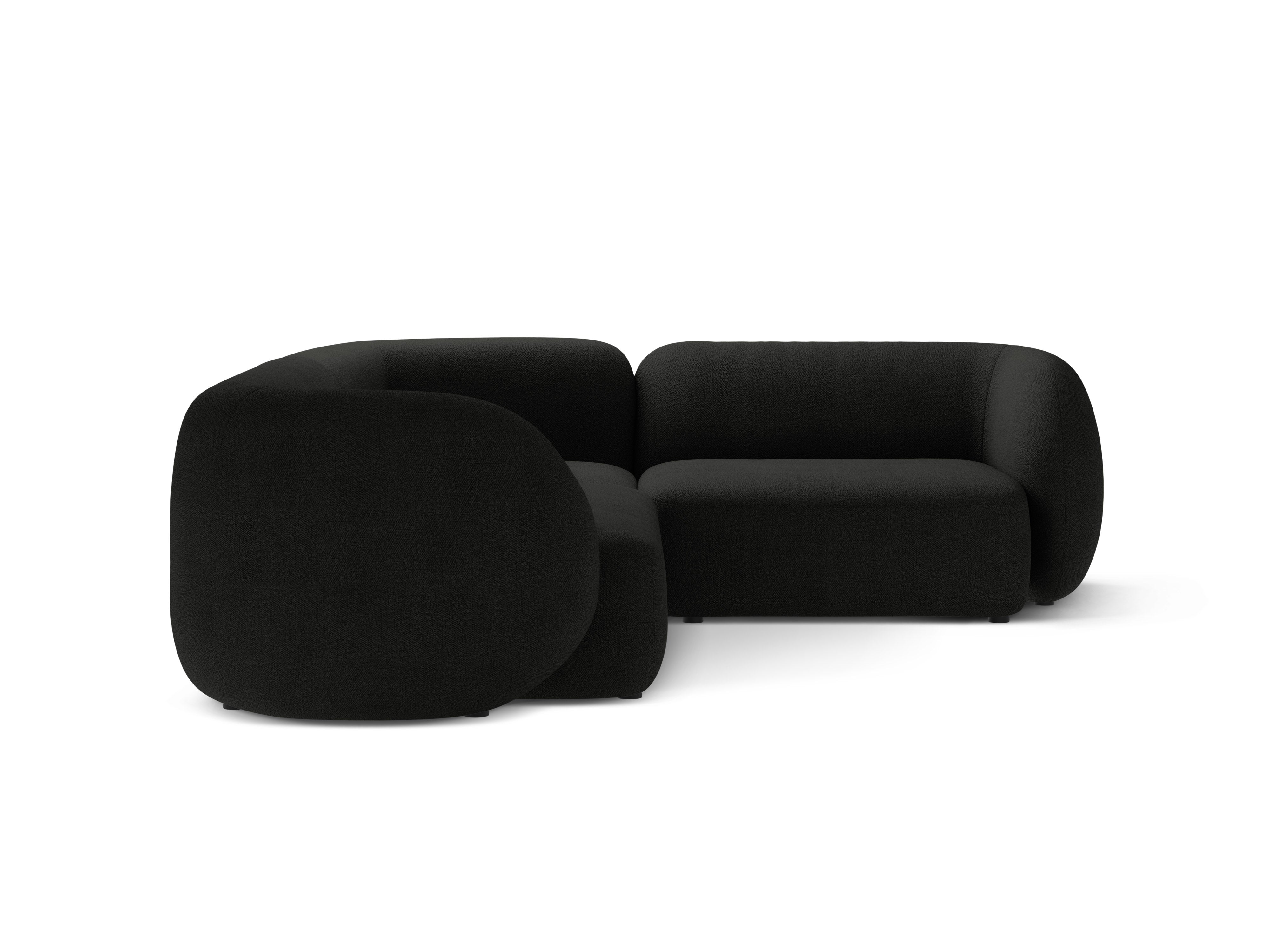 Right-facing corner sofa for 4 people KATE black boucle