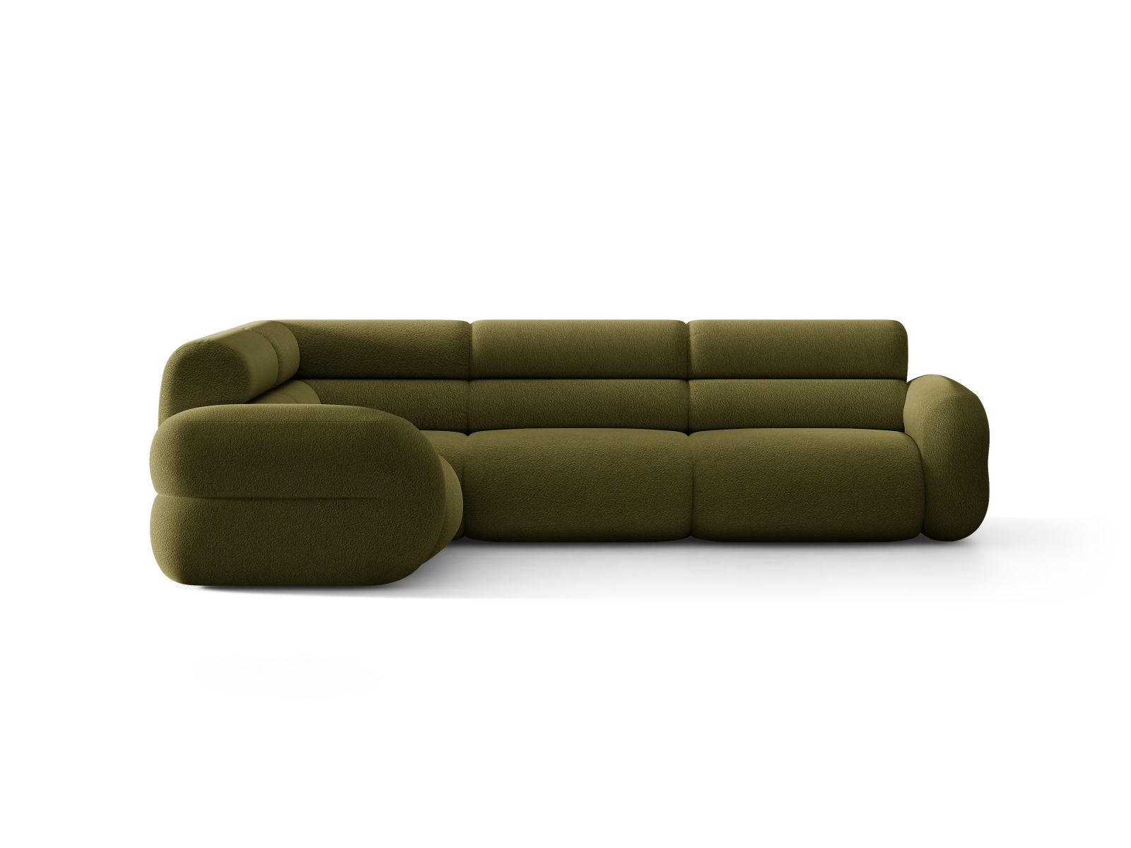 Ecksofa in L-Form links NEO olivgrün Boucle