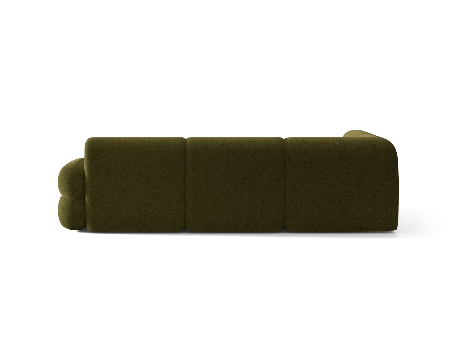 Ecksofa in L-Form links NEO olivgrün Boucle