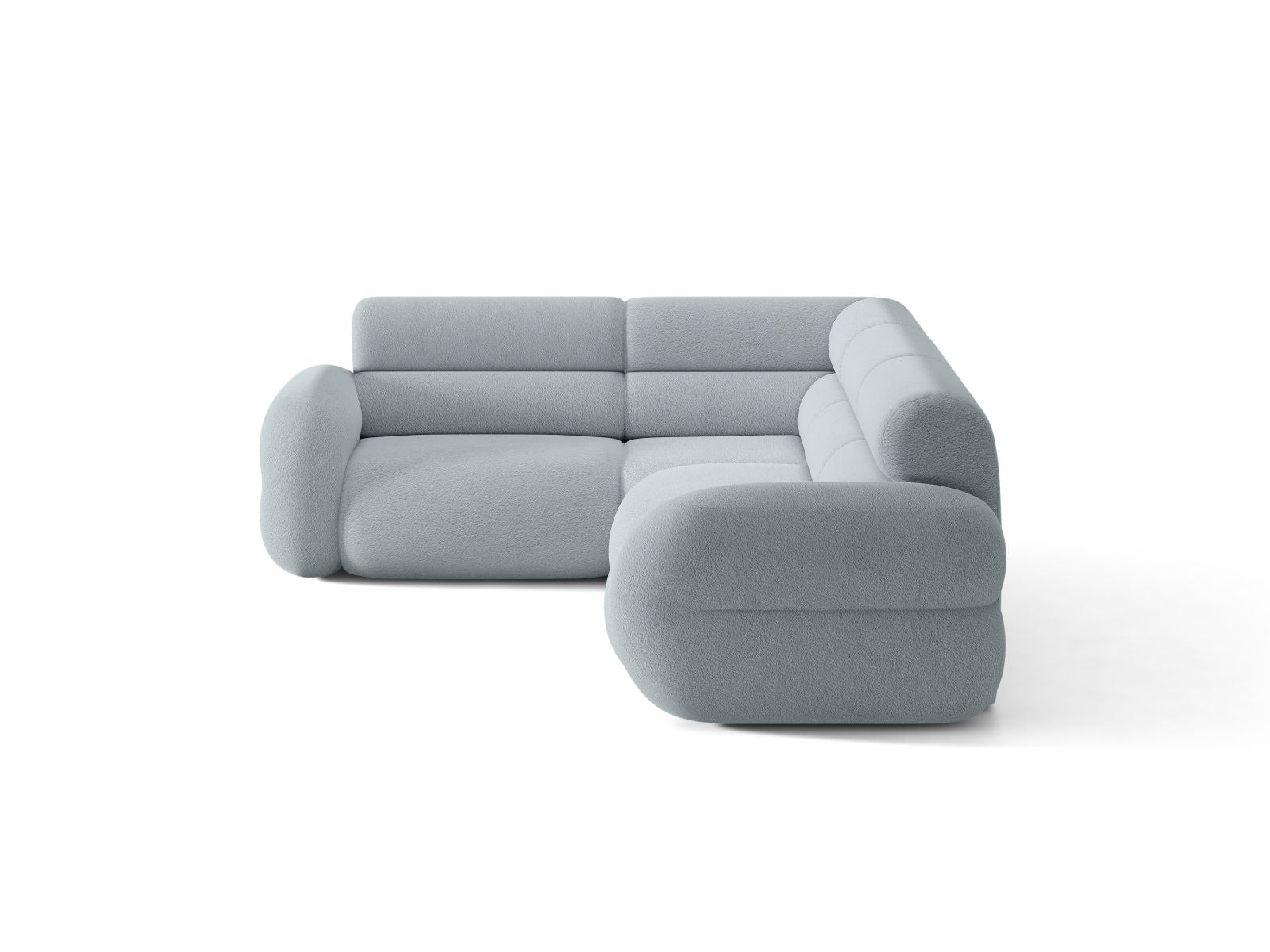 Linke L-förmige NEO-Couch in himmelblauem Boucle.