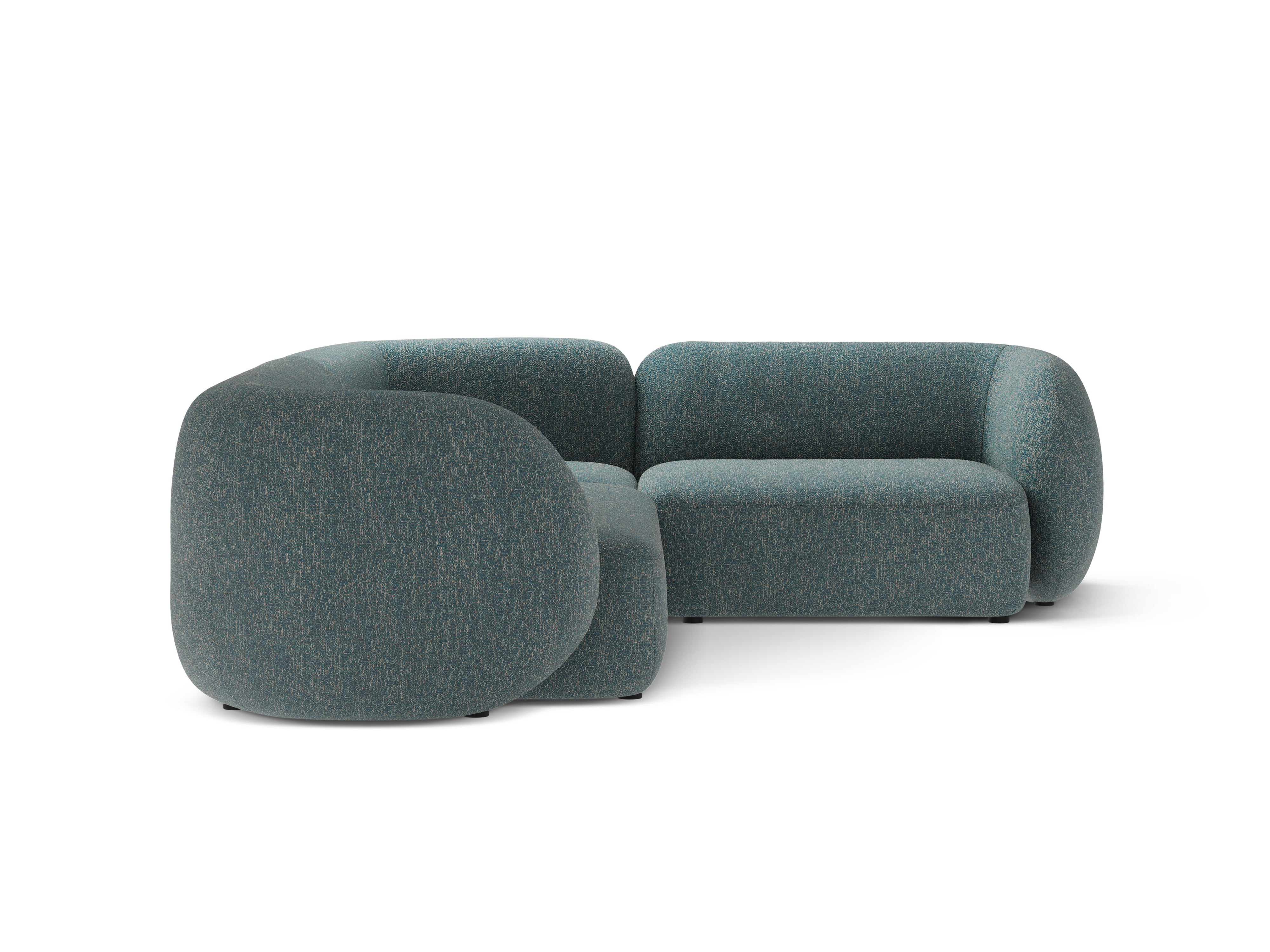 Right-facing 4-seater corner sofa KATE blue mélange