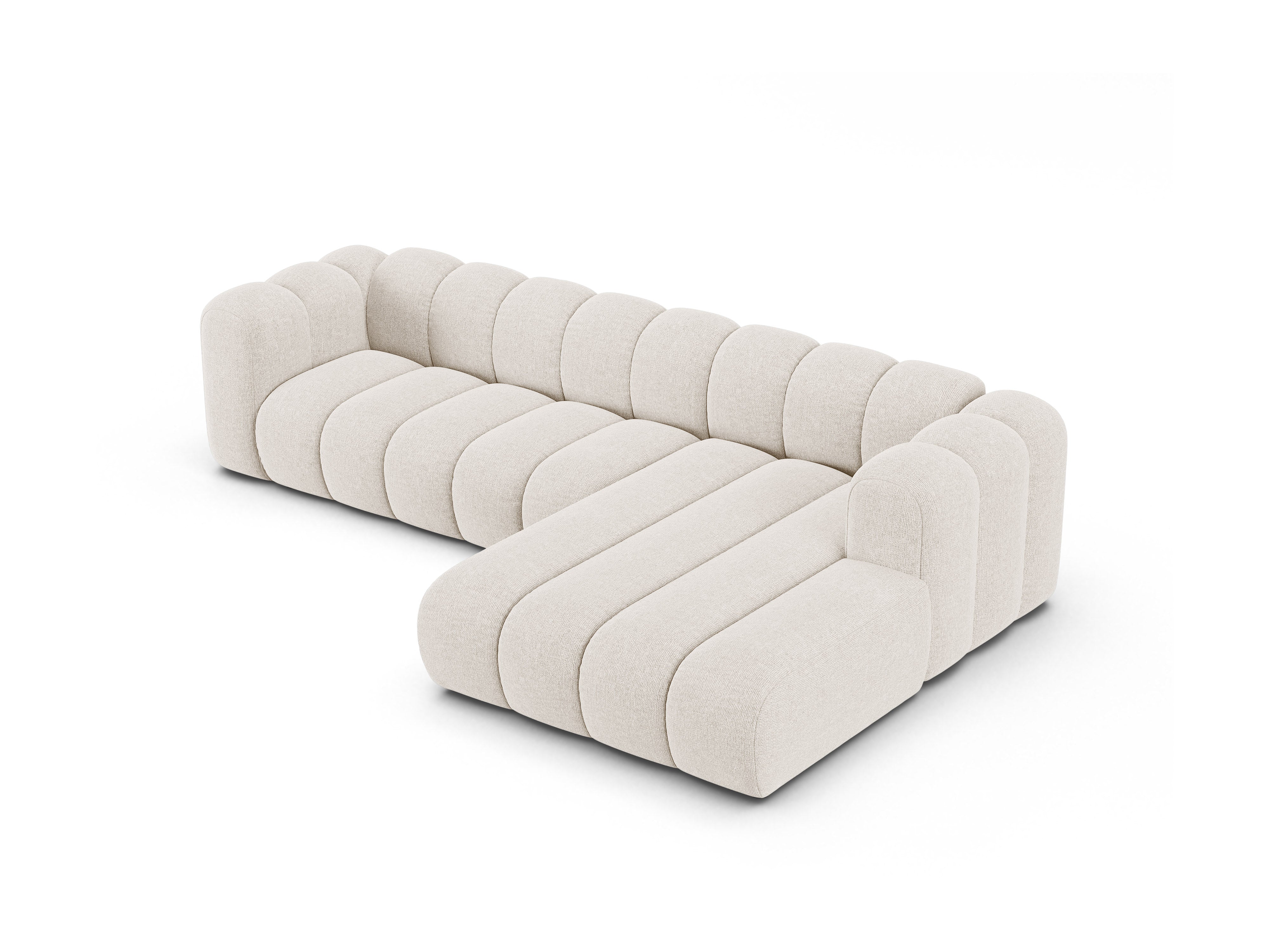 4-sitzige rechteckige Eckcouch LUPINE hellbeige Chenille