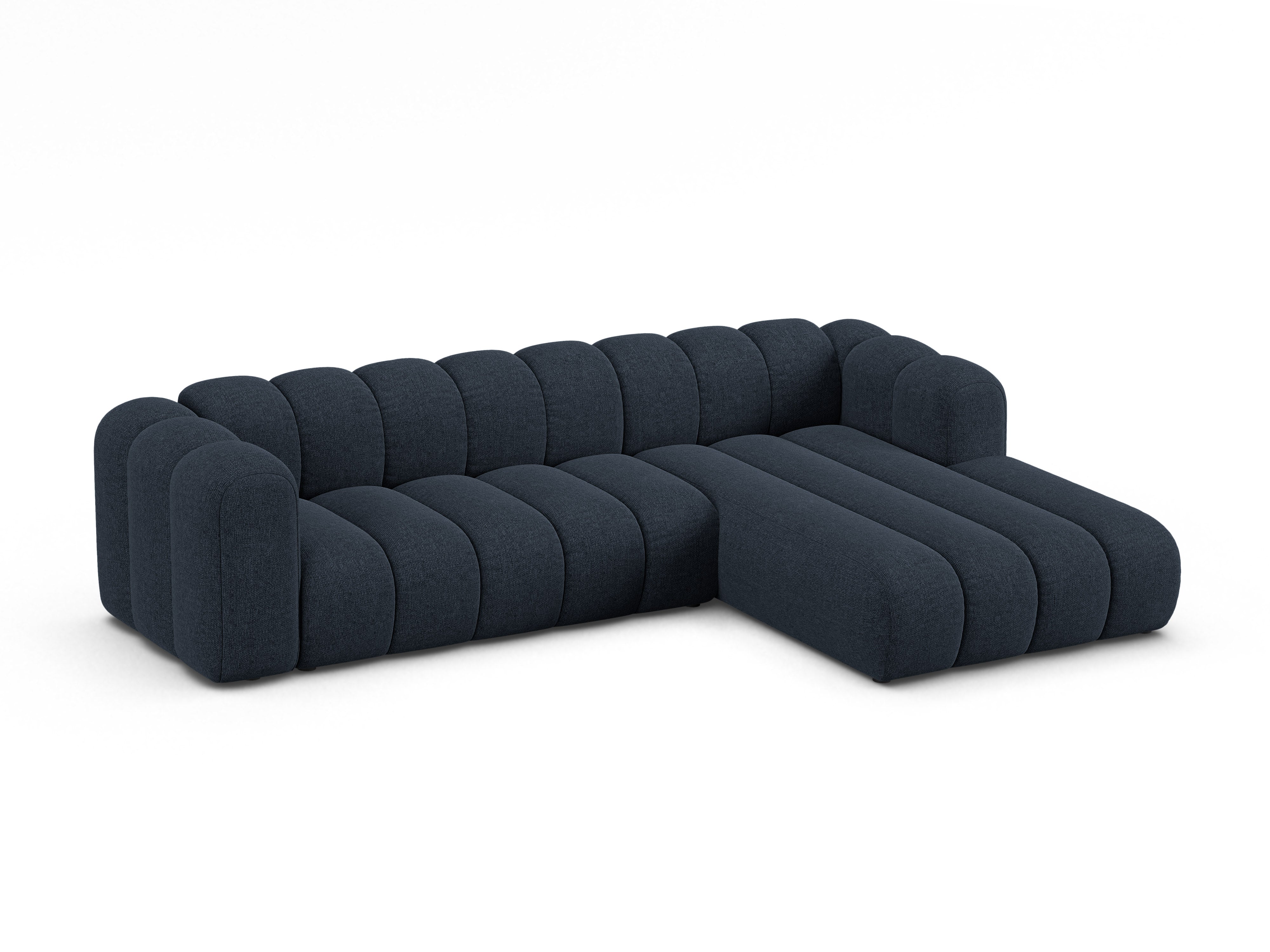4-seater right-facing corner sofa LUPINE navy chenille